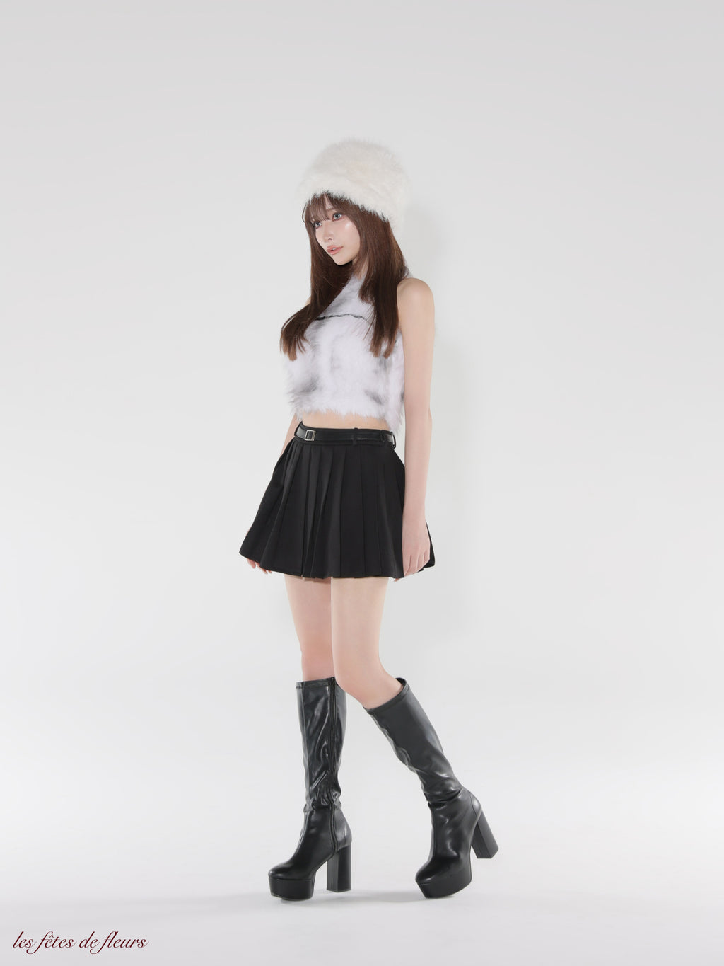 【XSサイズあり】mode fur belted setup dress(LF4632)
