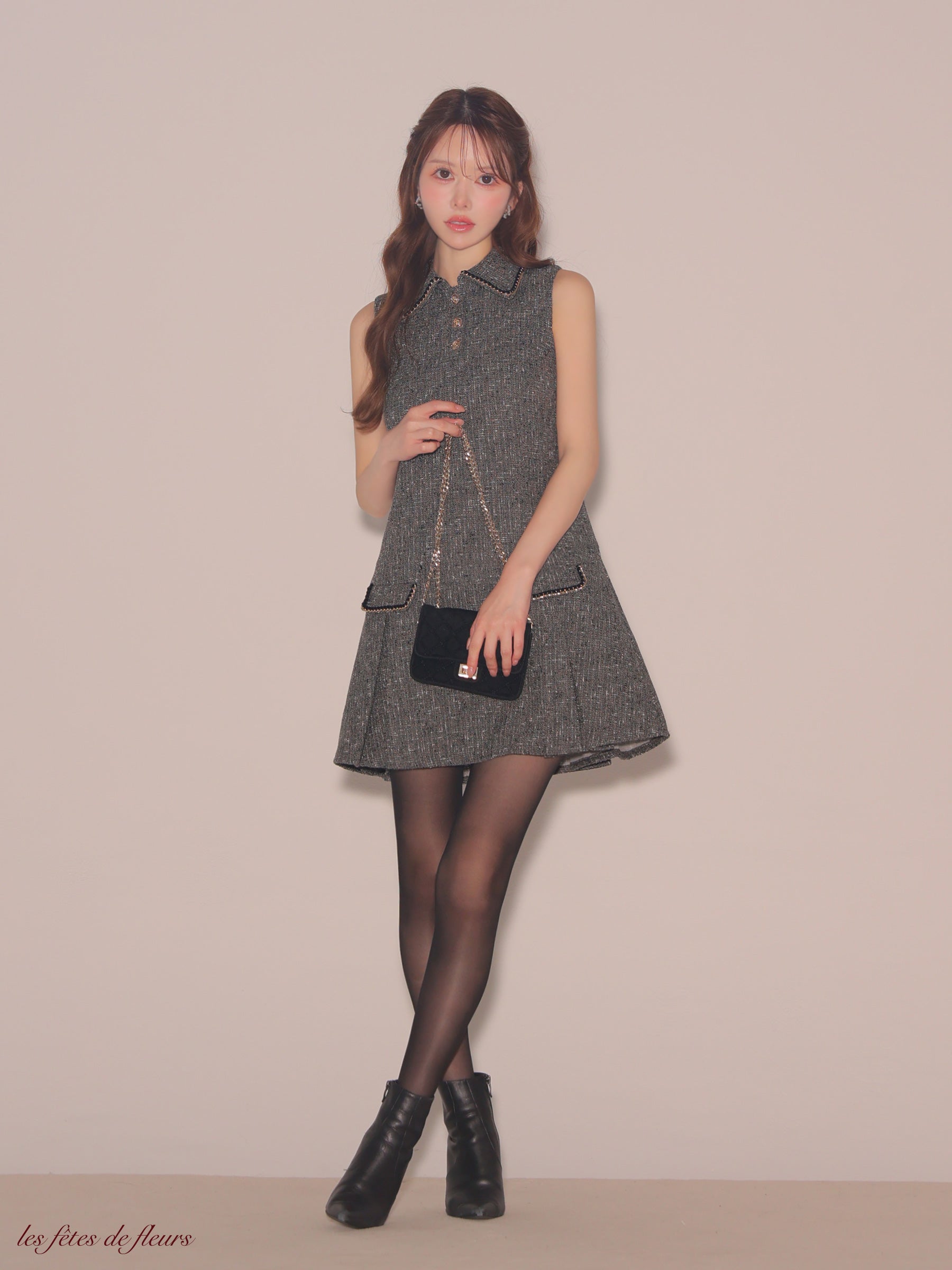 【XSサイズあり】classic tweed mini dress(LF4634)