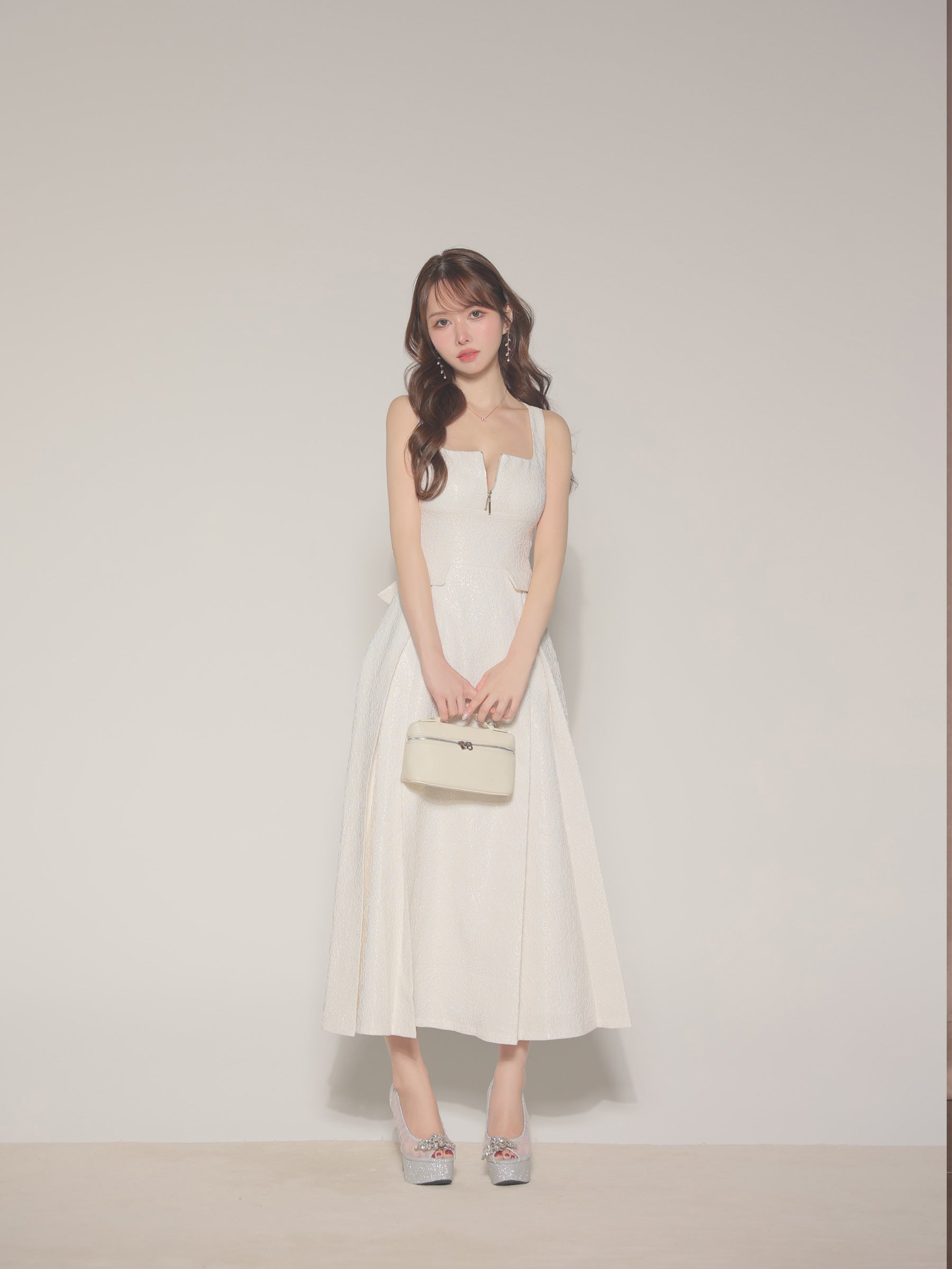 【Lサイズあり】charmer jacquard back ribbon long dress(LF4635)
