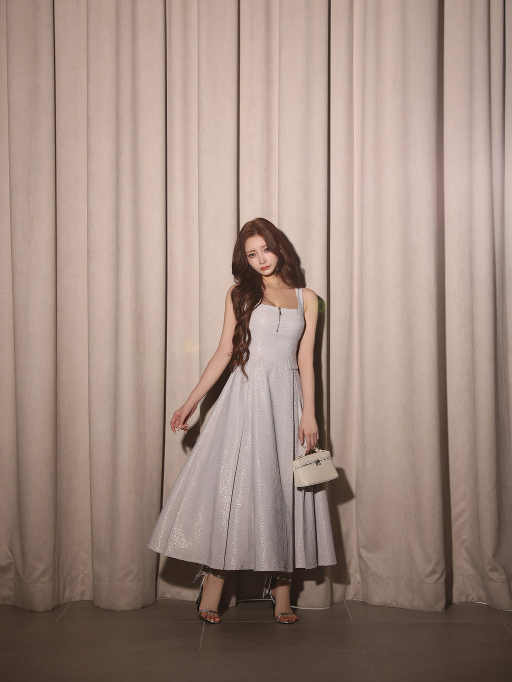 【Lサイズあり】charmer jacquard back ribbon long dress(LF4635)