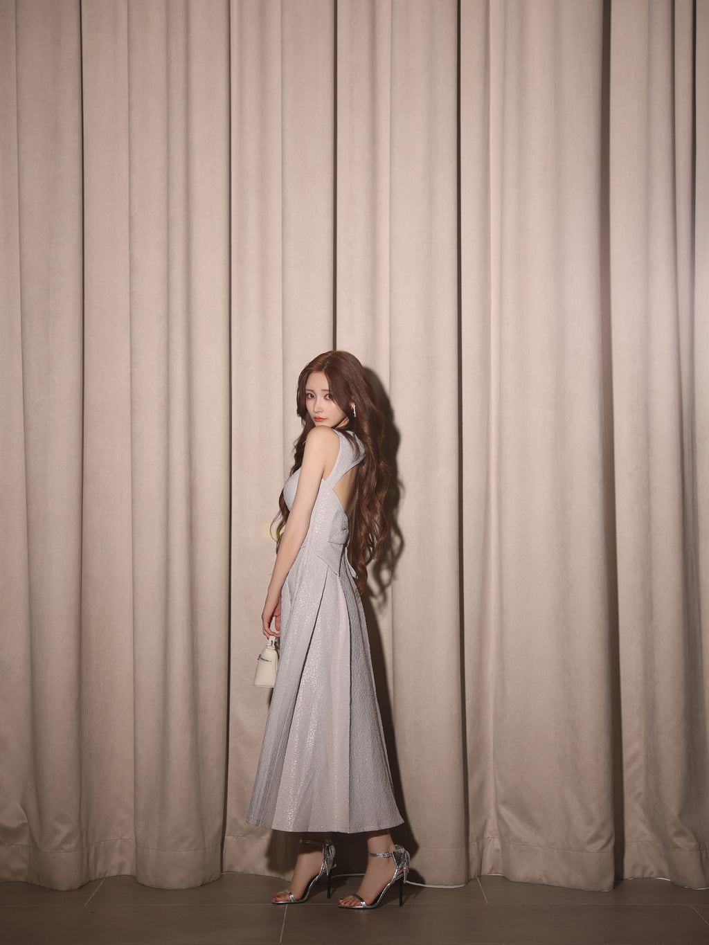 【Lサイズあり】charmer jacquard back ribbon long dress(LF4635)