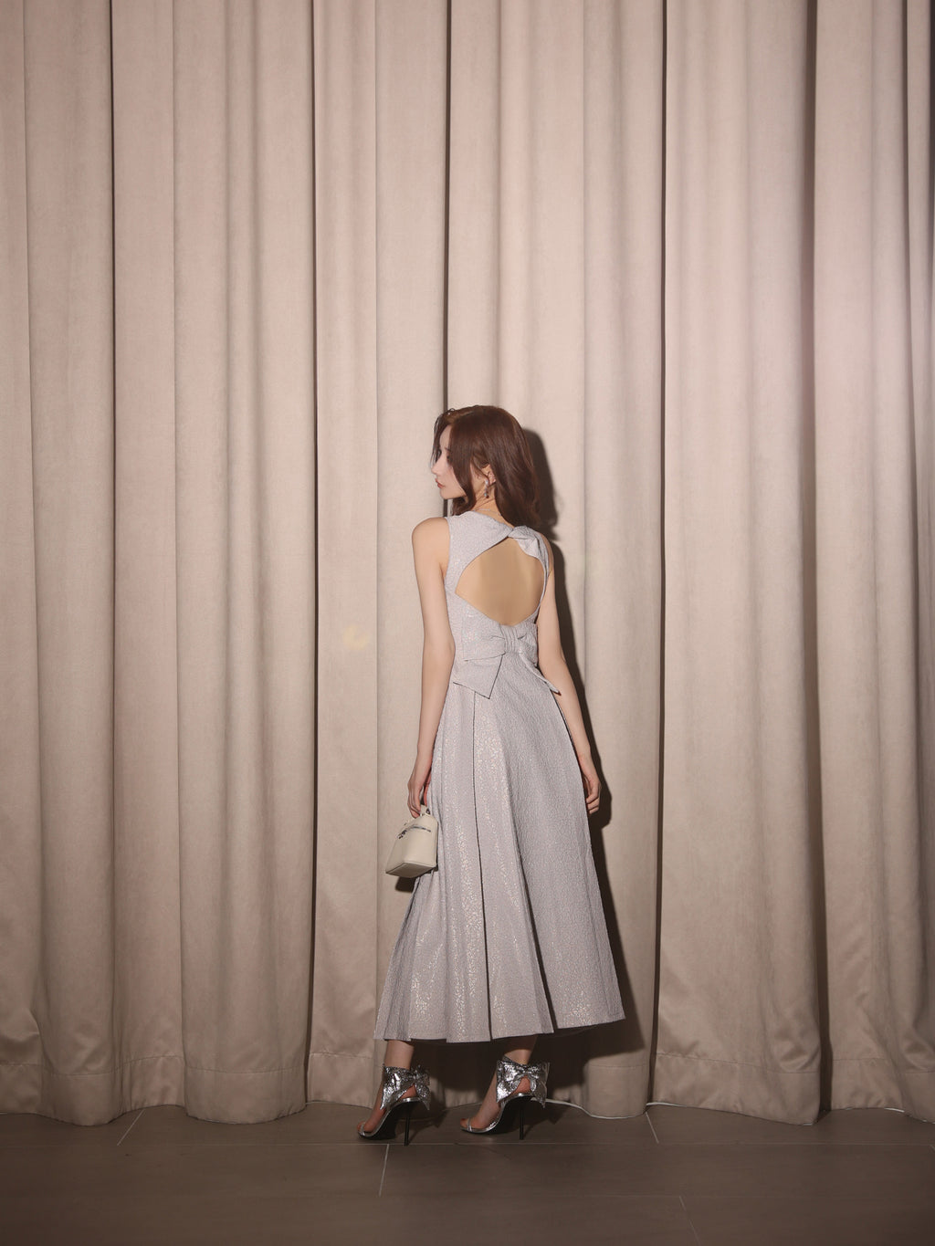 【Lサイズあり】charmer jacquard back ribbon long dress(LF4635)
