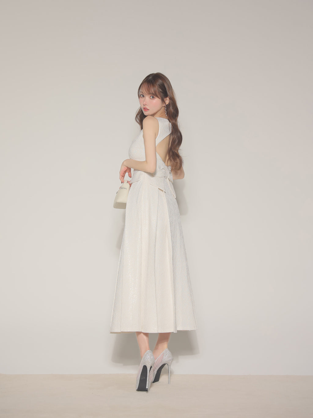【Lサイズあり】charmer jacquard back ribbon long dress(LF4635)
