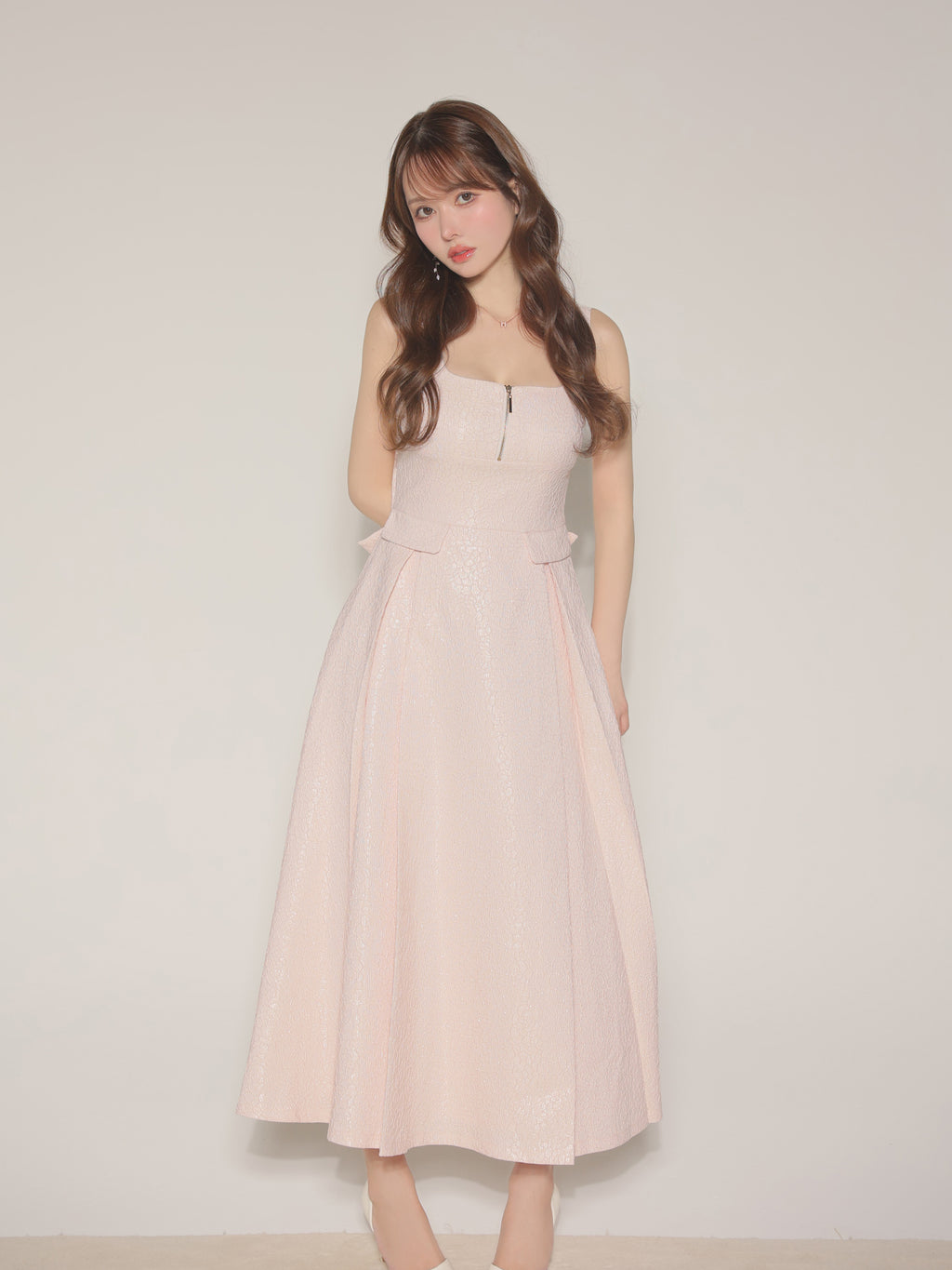 【Lサイズあり】charmer jacquard back ribbon long dress(LF4635)