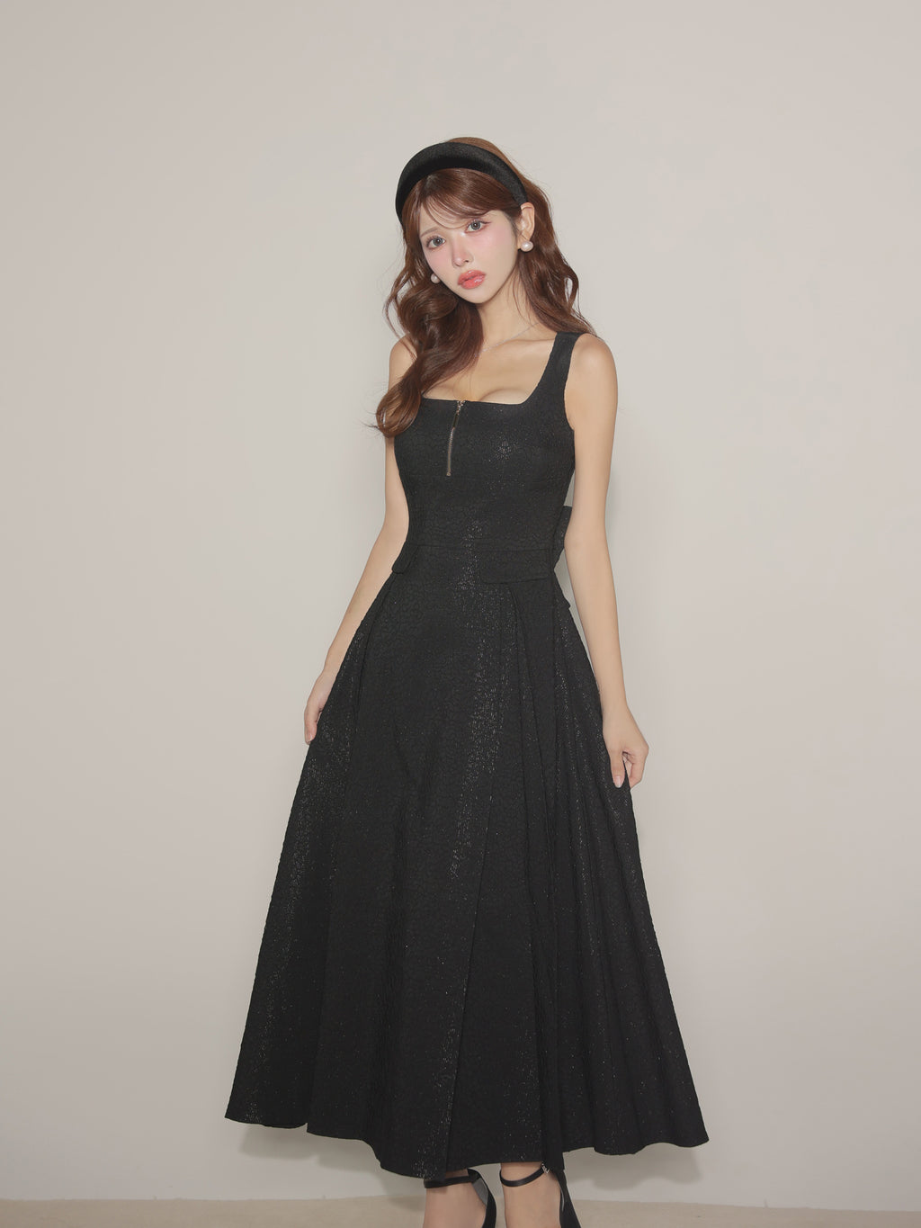 【Lサイズあり】charmer jacquard back ribbon long dress(LF4635)