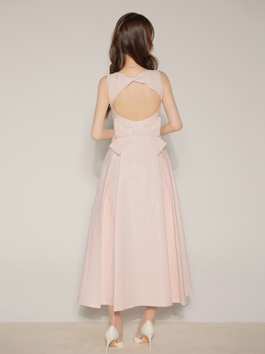 【Lサイズあり】charmer jacquard back ribbon long dress(LF4635)