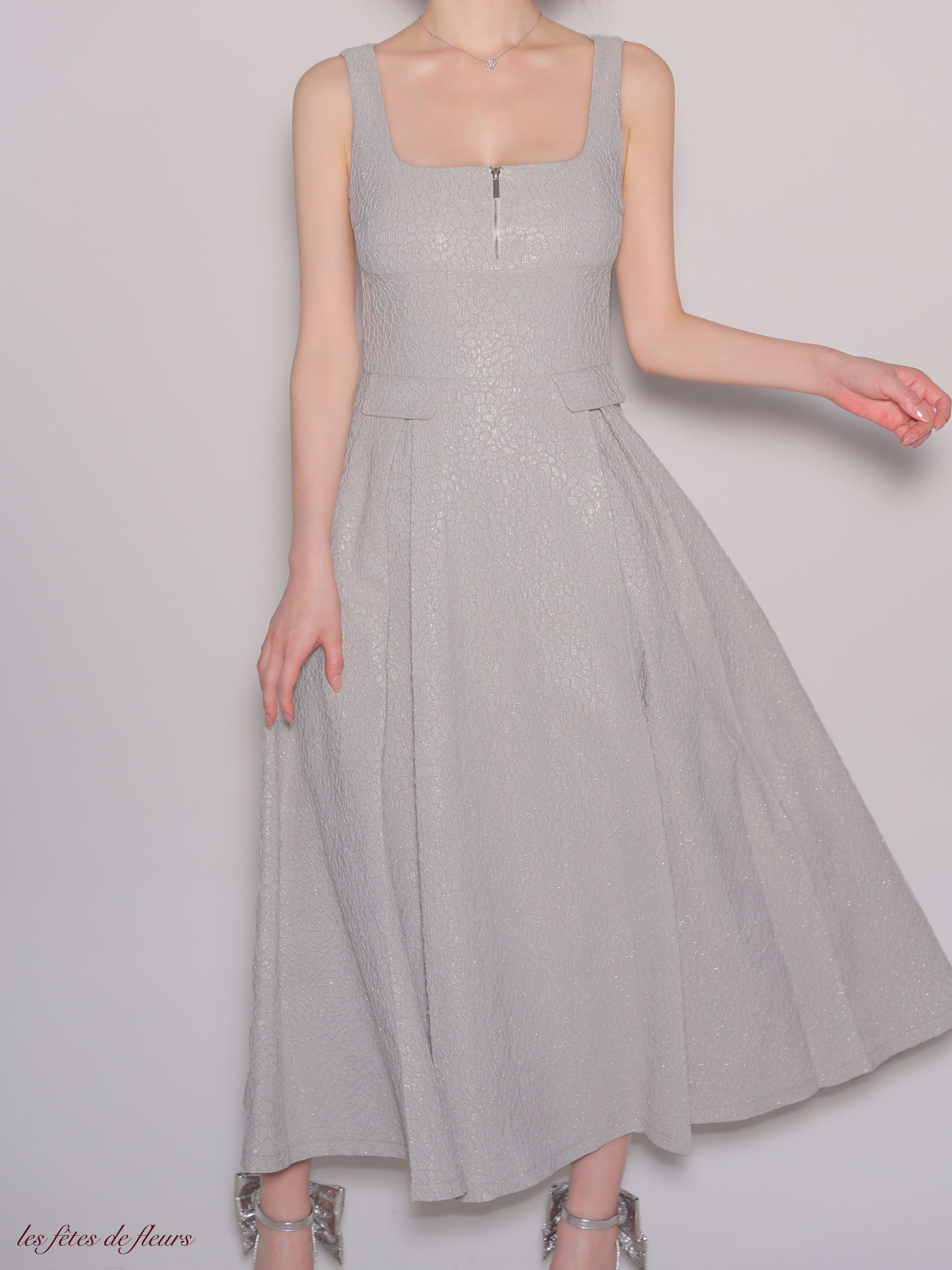 【Lサイズあり】charmer jacquard back ribbon long dress(LF4635)