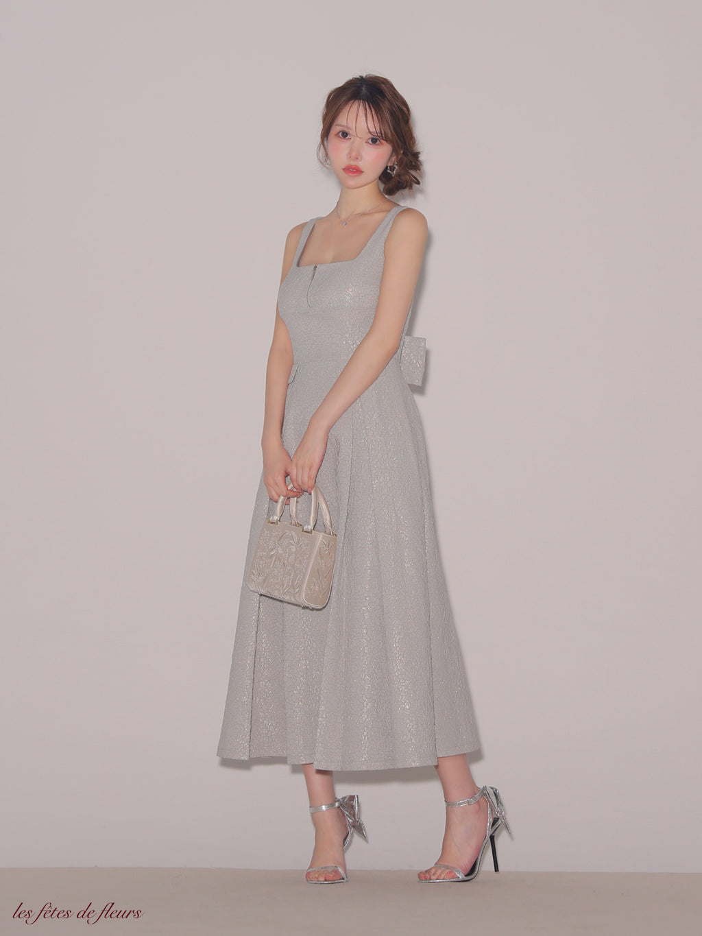 【Lサイズあり】charmer jacquard back ribbon long dress(LF4635)
