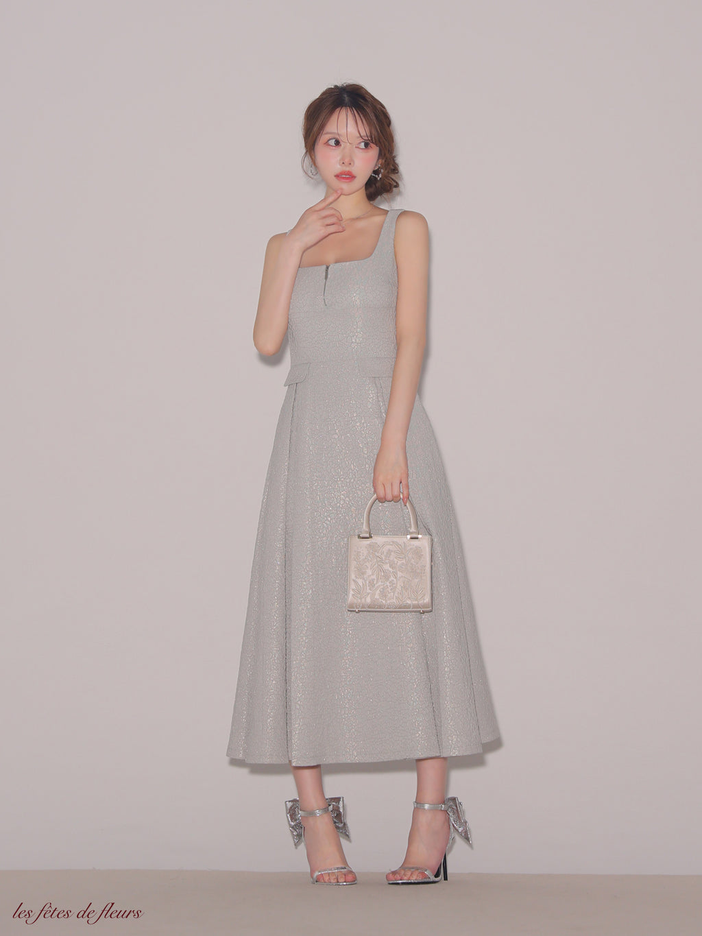 【Lサイズあり】charmer jacquard back ribbon long dress(LF4635)