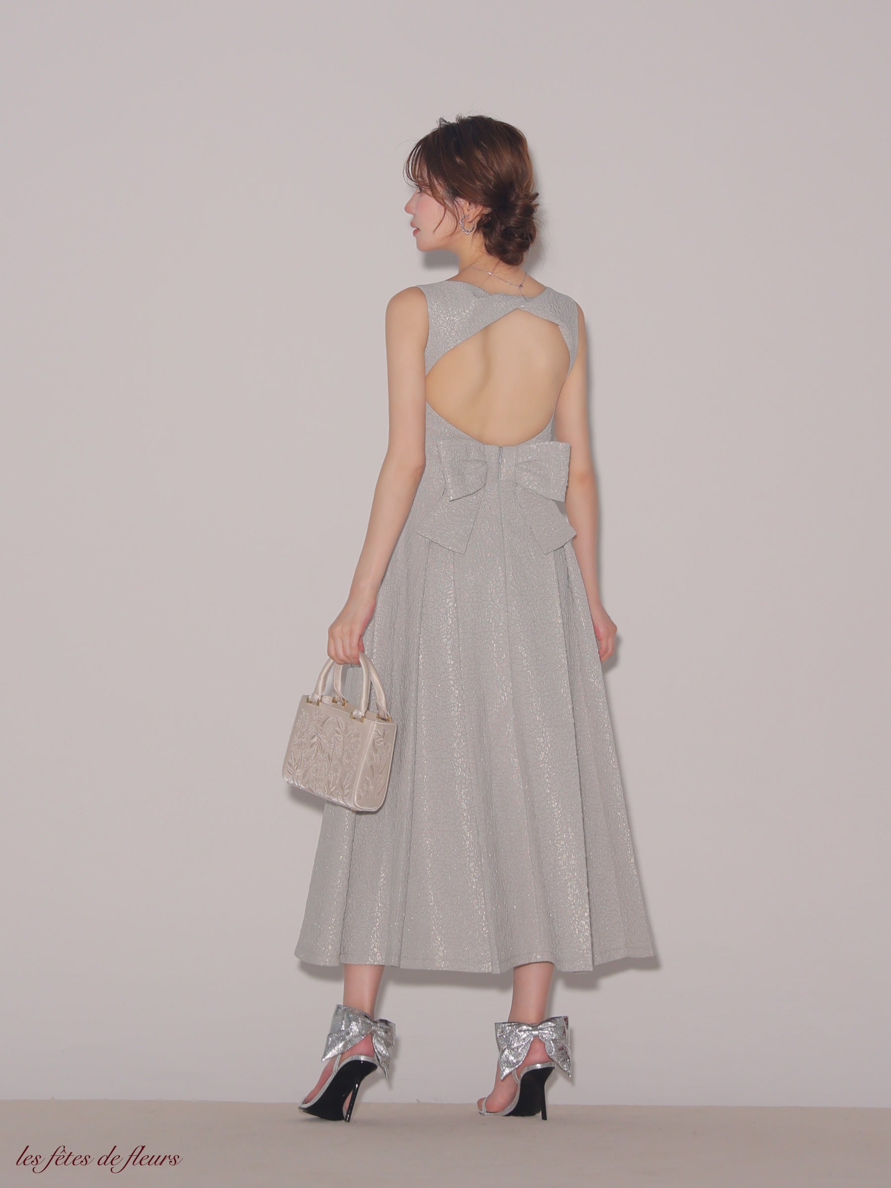 【Lサイズあり】charmer jacquard back ribbon long dress(LF4635)