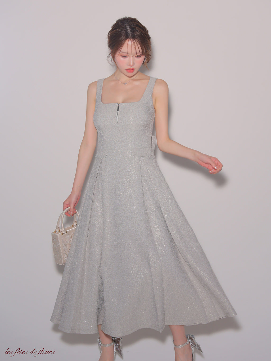 【Lサイズあり】charmer jacquard back ribbon long dress(LF4635)