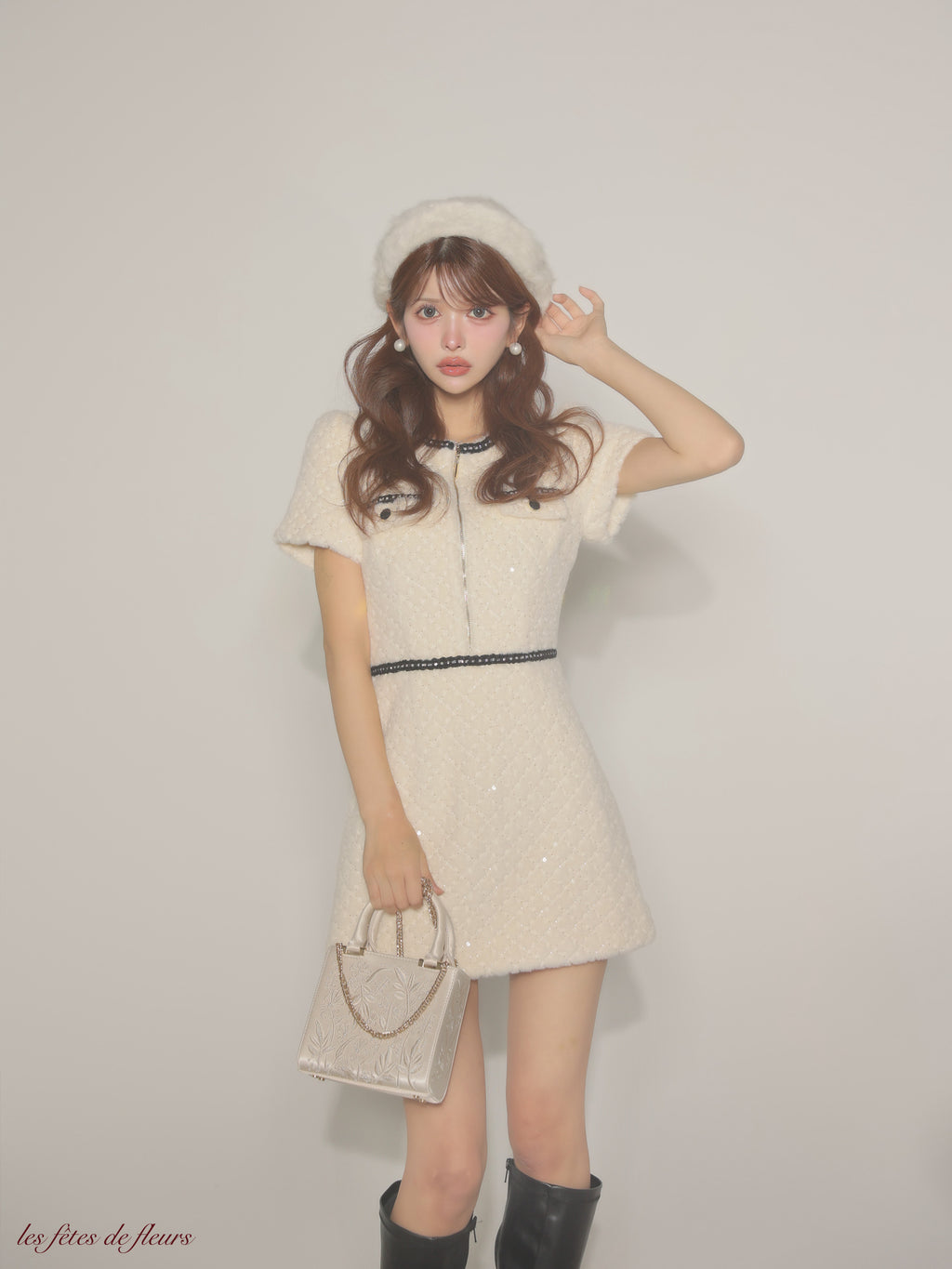 【XSサイズあり】scintiller fur mini dress(LF4637)