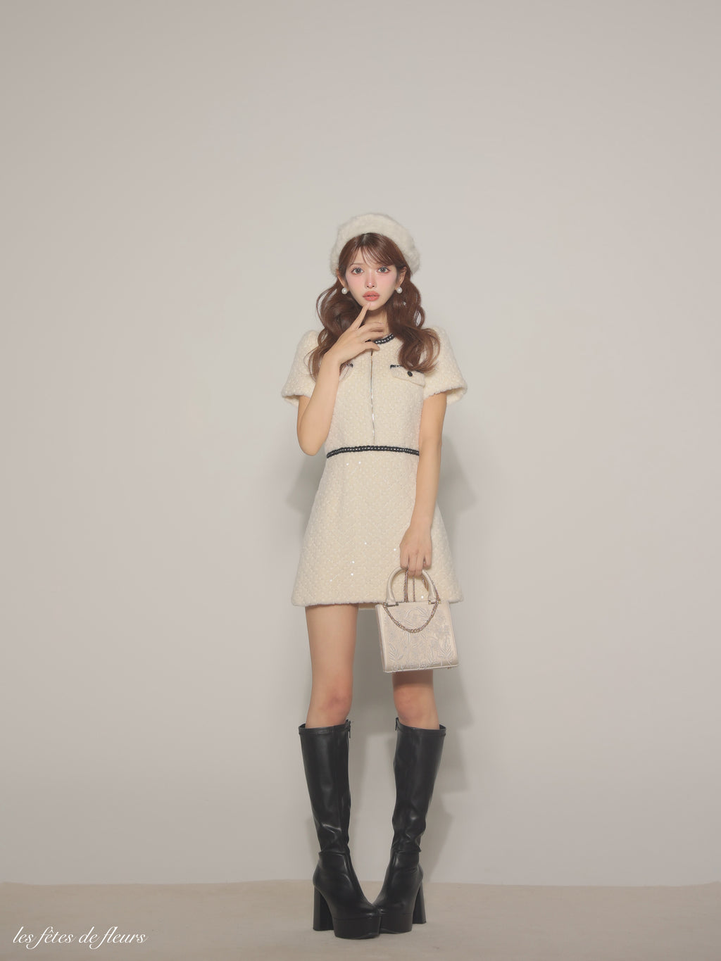 【XSサイズあり】scintiller fur mini dress(LF4637)