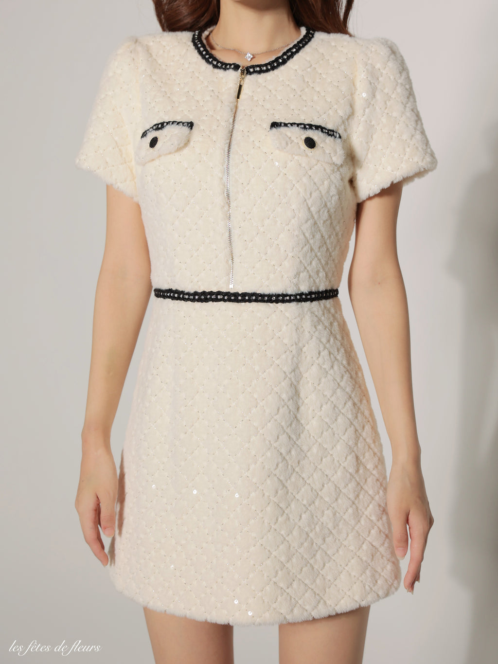 【XSサイズあり】scintiller fur mini dress(LF4637)