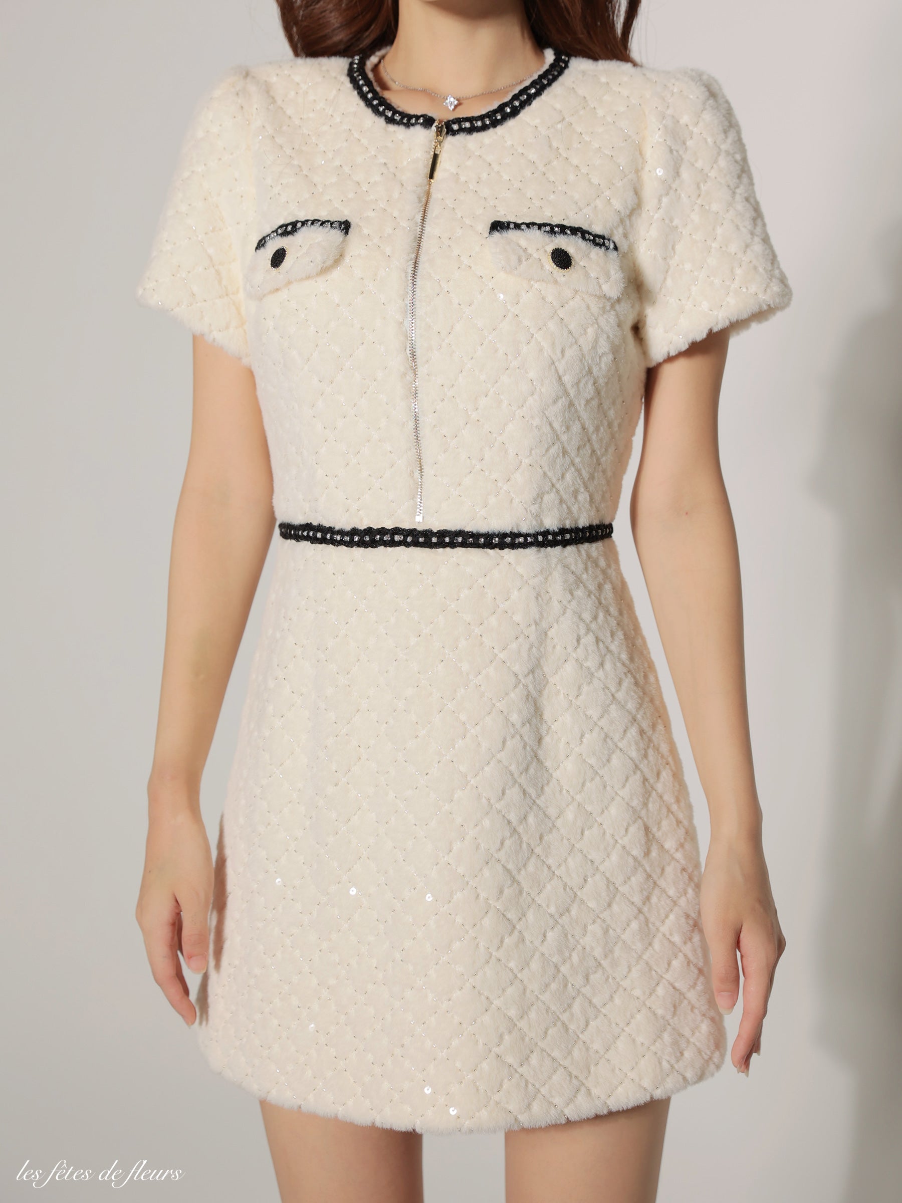 【XSサイズあり】scintiller fur mini dress(LF4637)