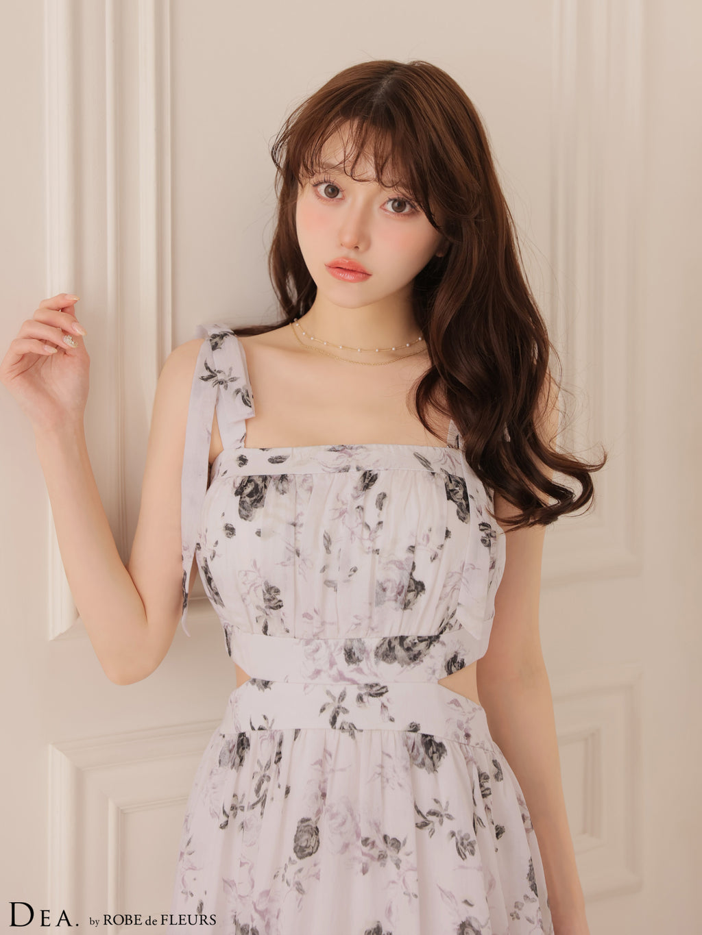 【XSサイズあり】フラワーシフォンサイドカットロングキャバドレス(DE4653)