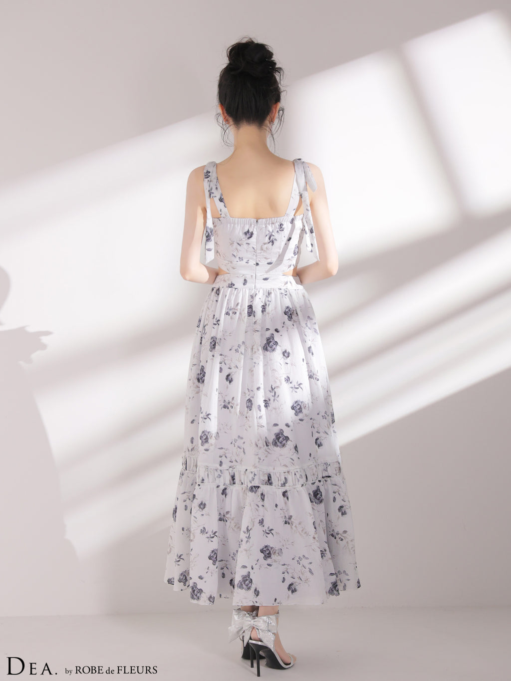 【XSサイズあり】フラワーシフォンサイドカットロングキャバドレス(DE4653)