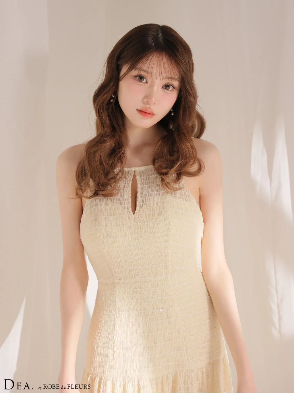 ストレッチギャザーシフォンロングキャバドレス(DE4655)