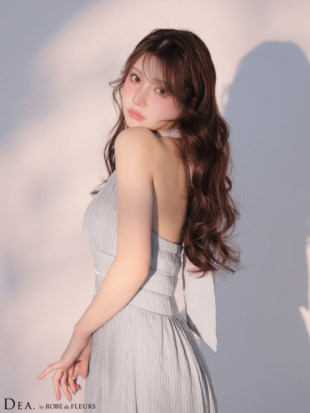 【XS～Lサイズあり】プリーツシフォンホルターネックロングキャバドレス (DE4659)