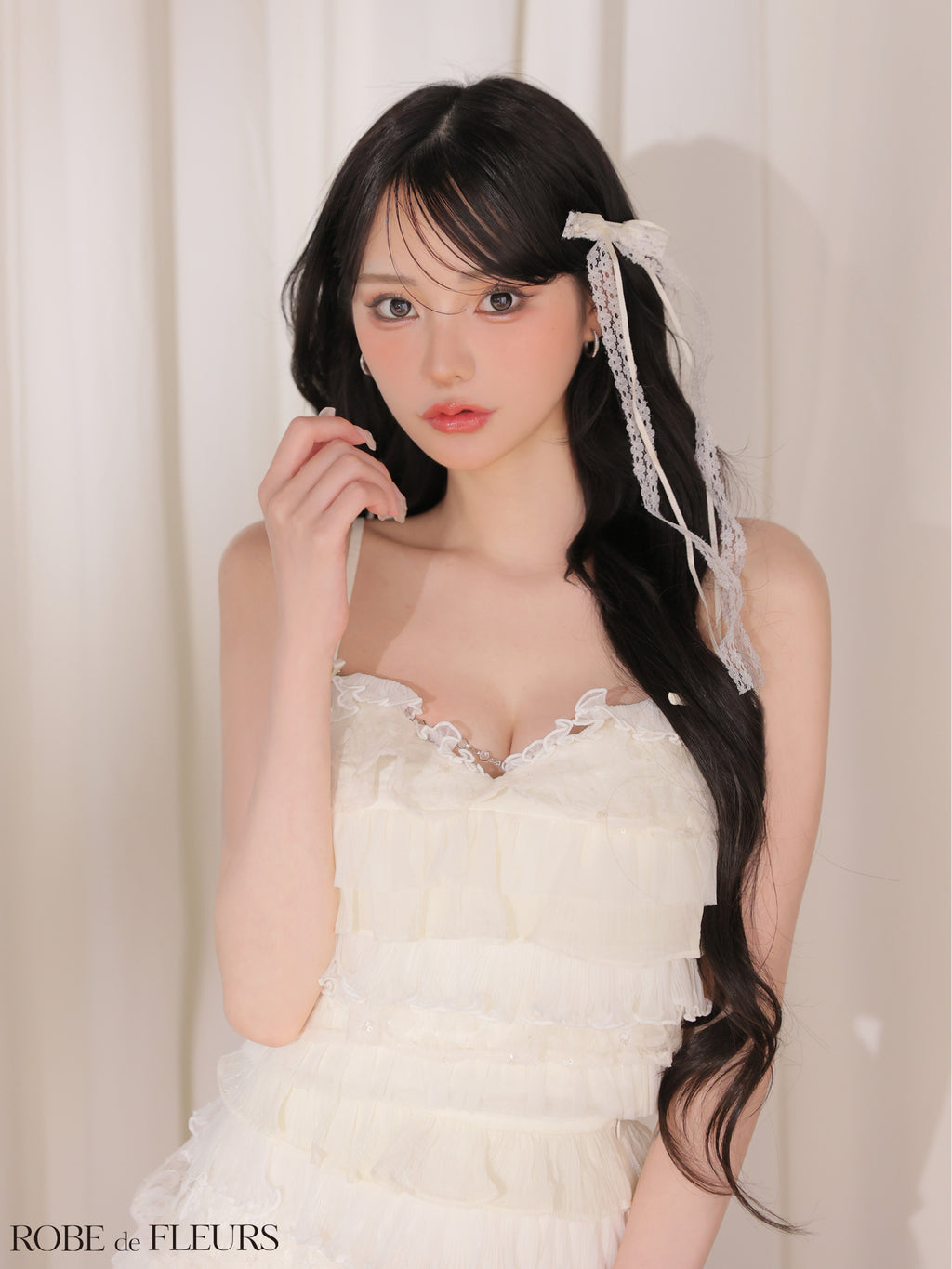 ★予約商品★【7月上旬頃入荷予定】【XSサイズあり】フラワーレースティアードフリルミニキャバドレス(fm4673)