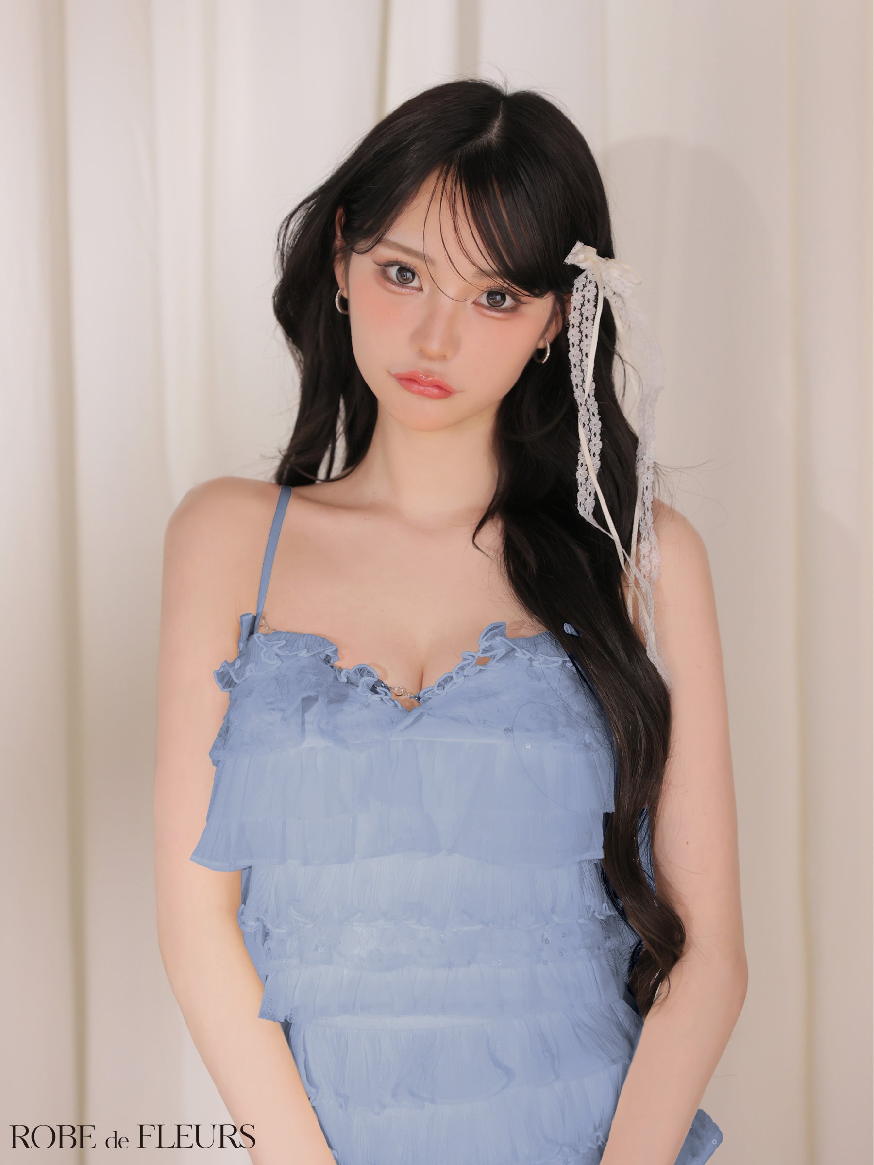 ★予約商品★【7月上旬頃入荷予定】【XSサイズあり】フラワーレースティアードフリルミニキャバドレス(fm4673)