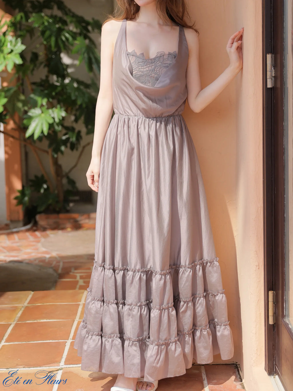 Drape tiered long dress(VC4677)