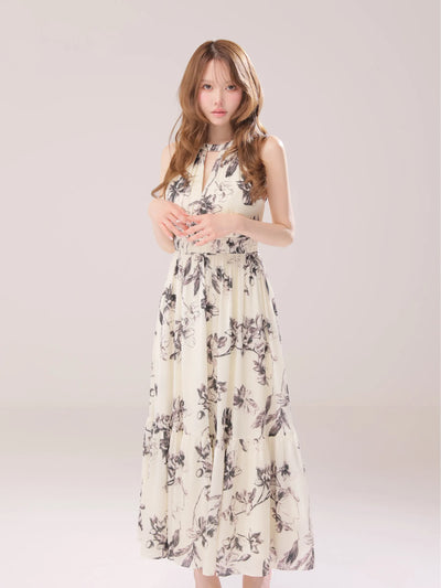 Halter flower long dress(VC4680)
