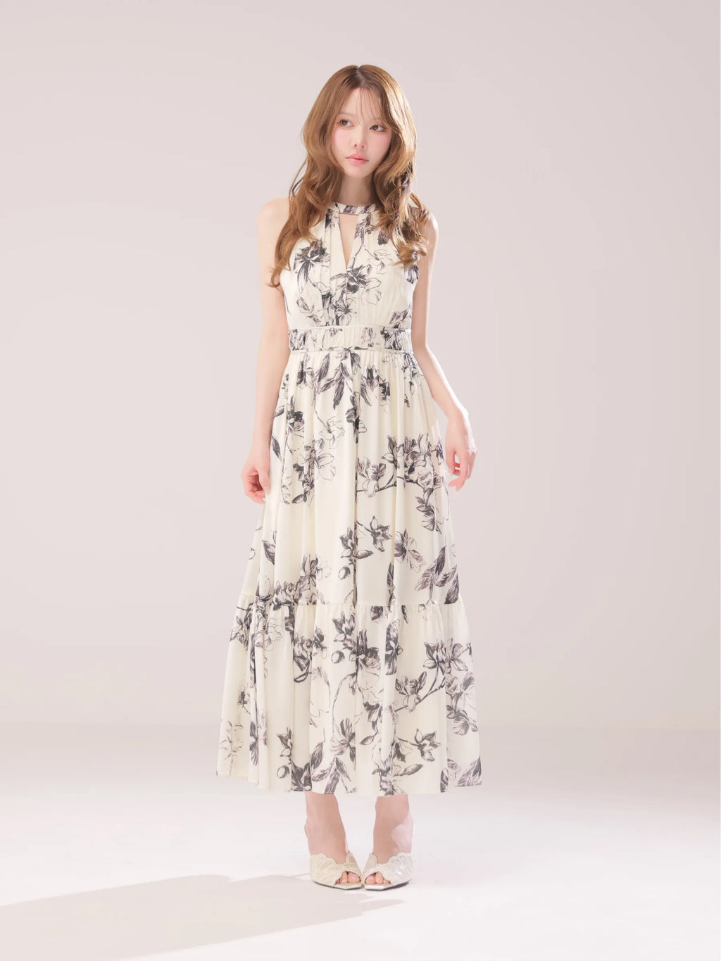 Halter flower long dress(VC4680)