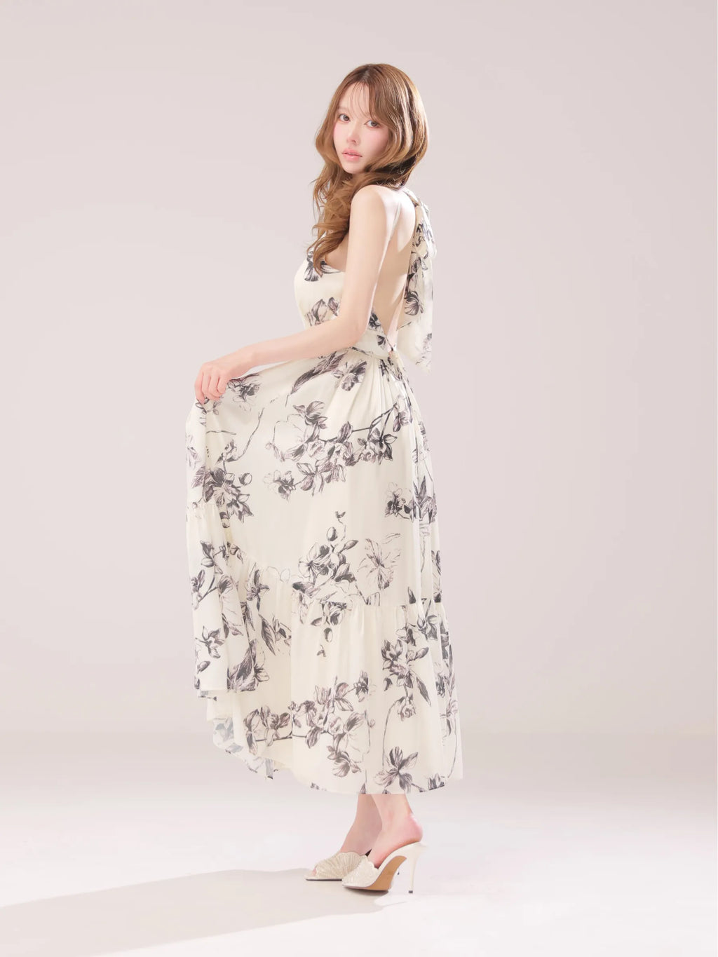Halter flower long dress(VC4680)