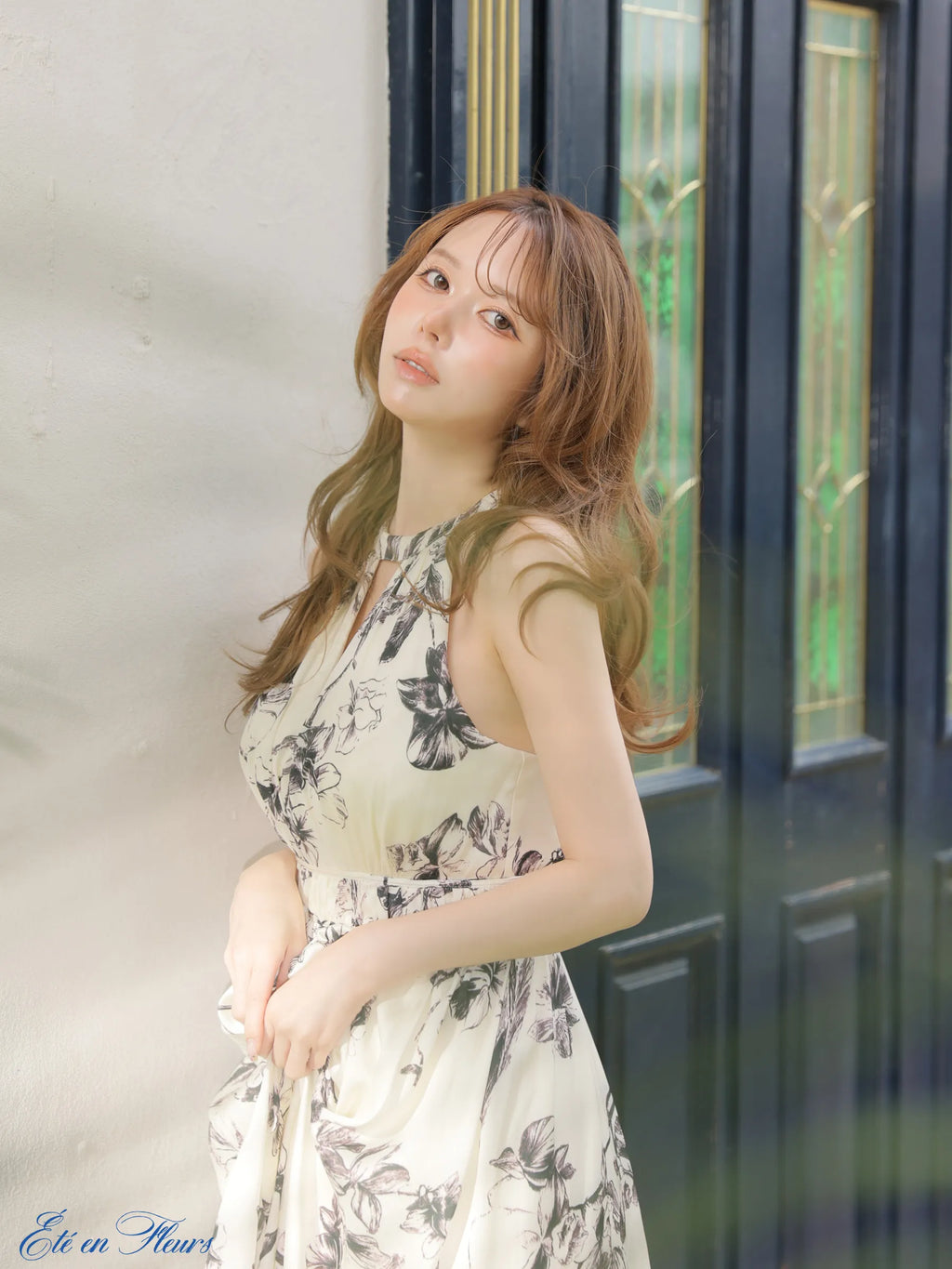 Halter flower long dress(VC4680)