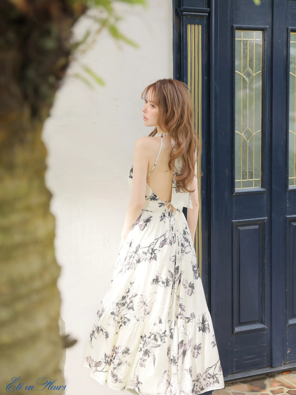 Halter flower long dress(VC4680)