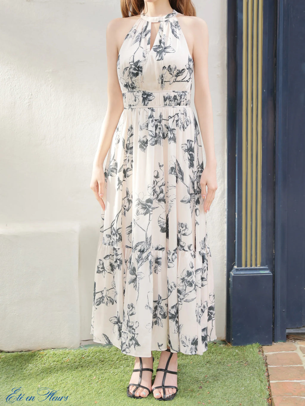 Halter flower long dress(VC4680)