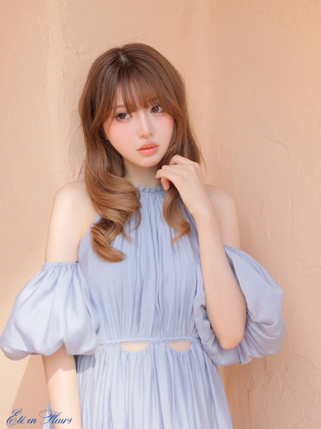 Puff sleeve tuck frill long dress(VC4681)