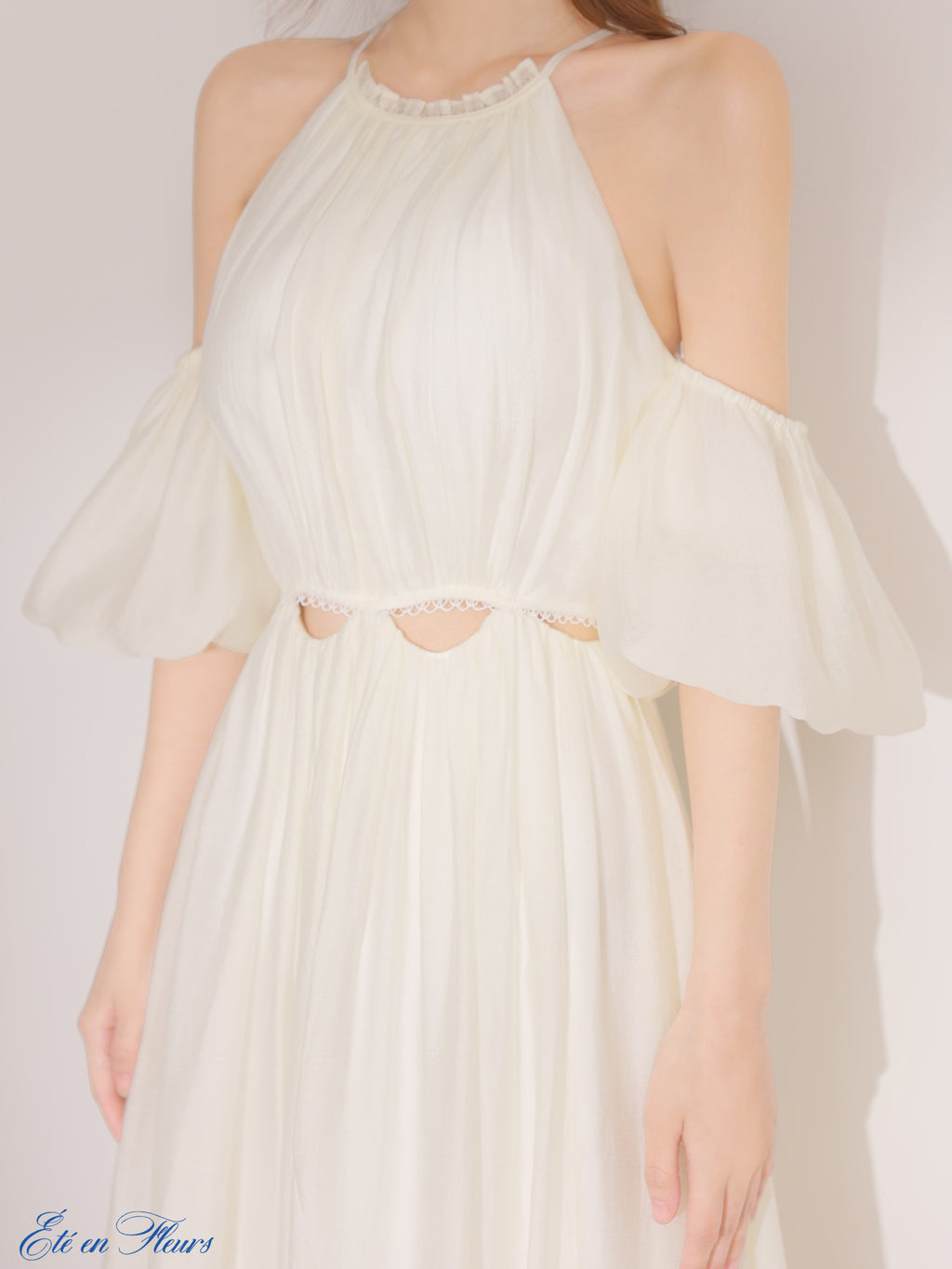 ★予約商品★【7月上旬頃入荷予定】【XS〜Lサイズあり】Puff sleeve tuck frill long dress(VC4681)