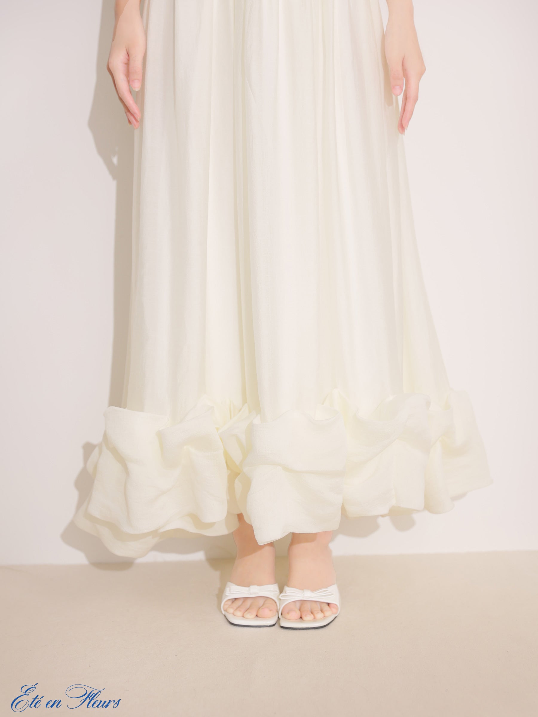 ★予約商品★【7月上旬頃入荷予定】【XS〜Lサイズあり】Puff sleeve tuck frill long dress(VC4681)