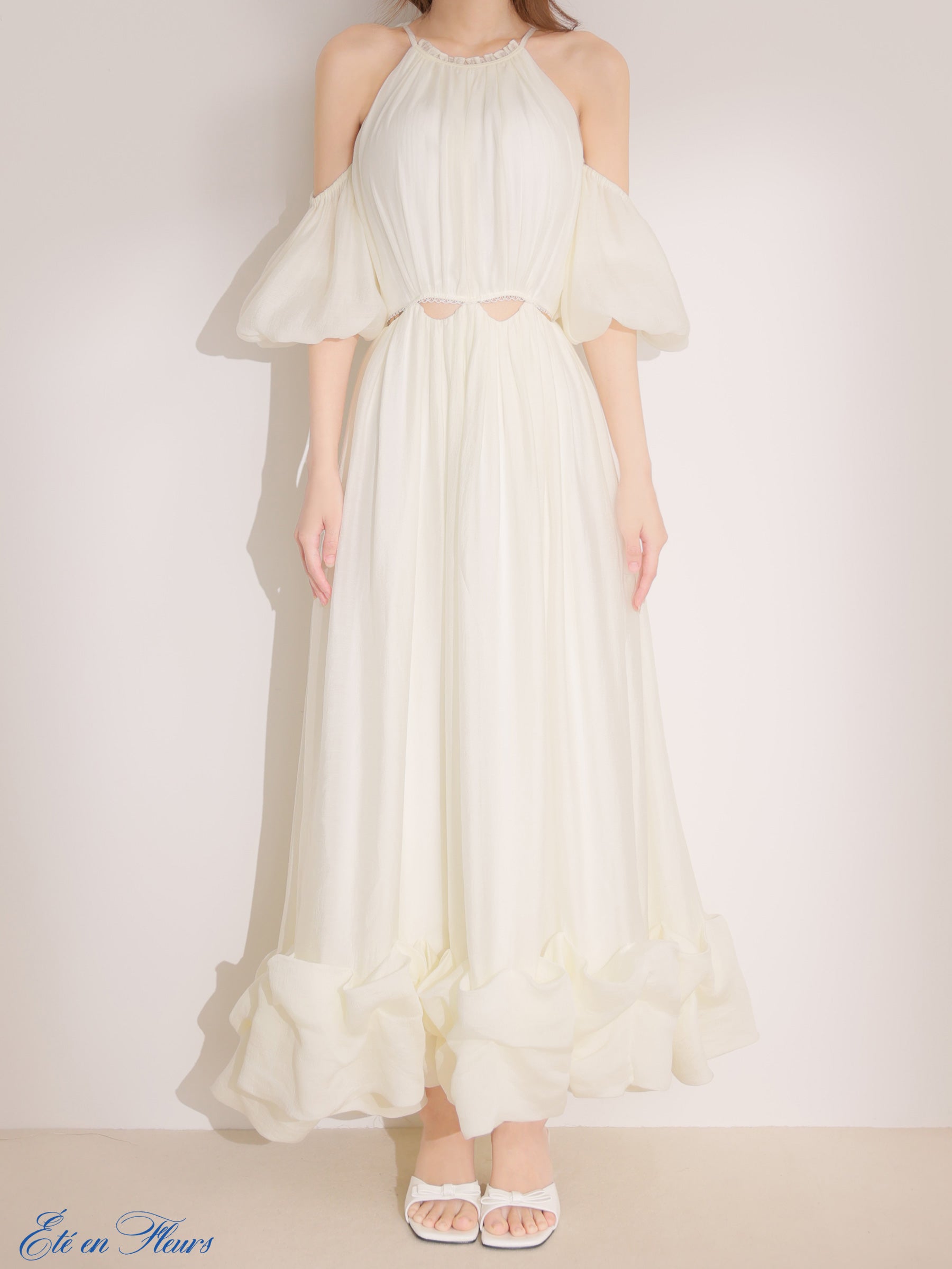 ★予約商品★【7月上旬頃入荷予定】【XS〜Lサイズあり】Puff sleeve tuck frill long dress(VC4681)