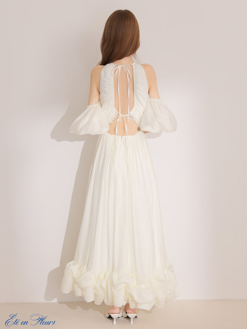 ★予約商品★【7月上旬頃入荷予定】【XS〜Lサイズあり】Puff sleeve tuck frill long dress(VC4681)