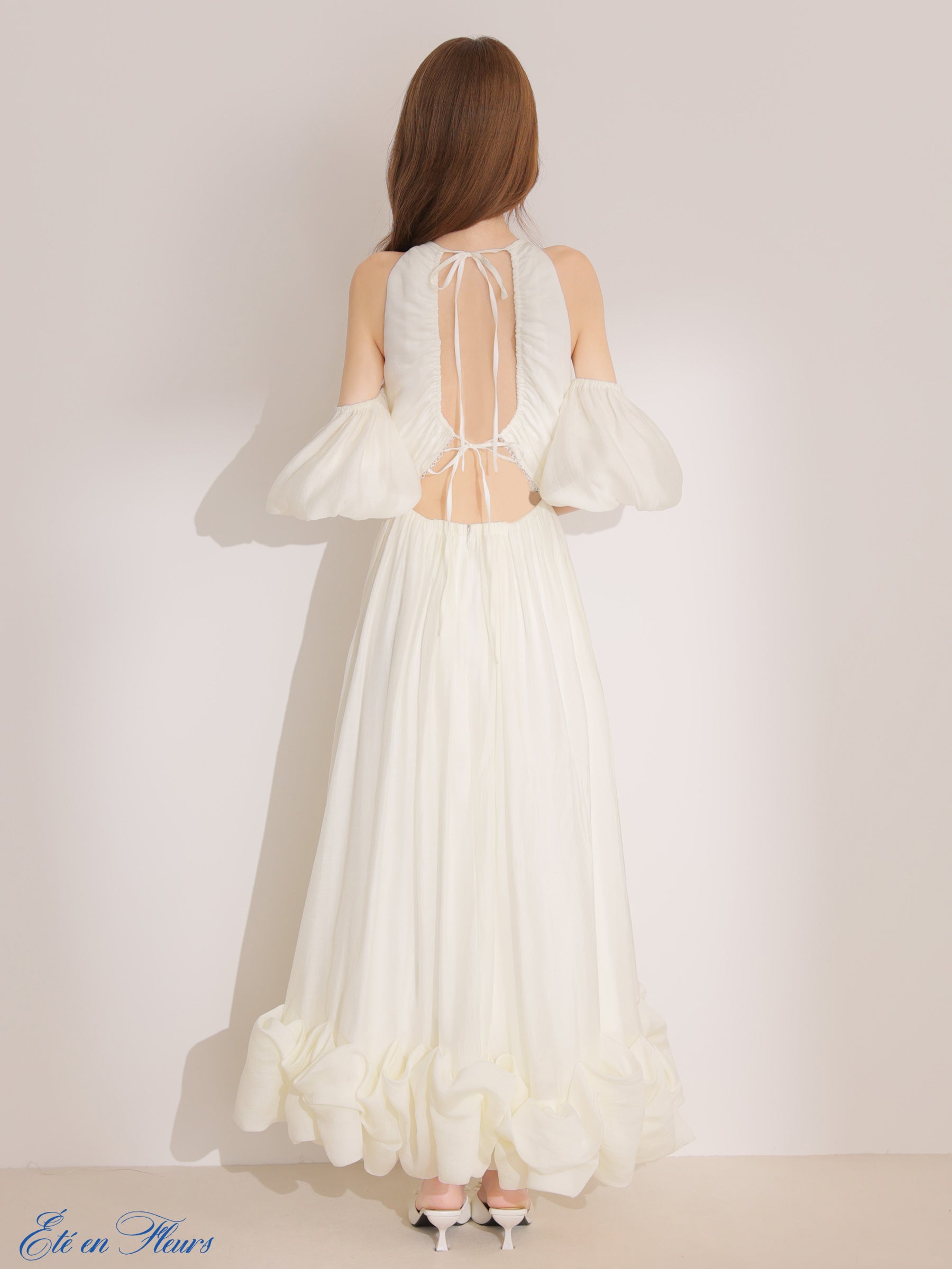 ★予約商品★【7月上旬頃入荷予定】【XS〜Lサイズあり】Puff sleeve tuck frill long dress(VC4681)