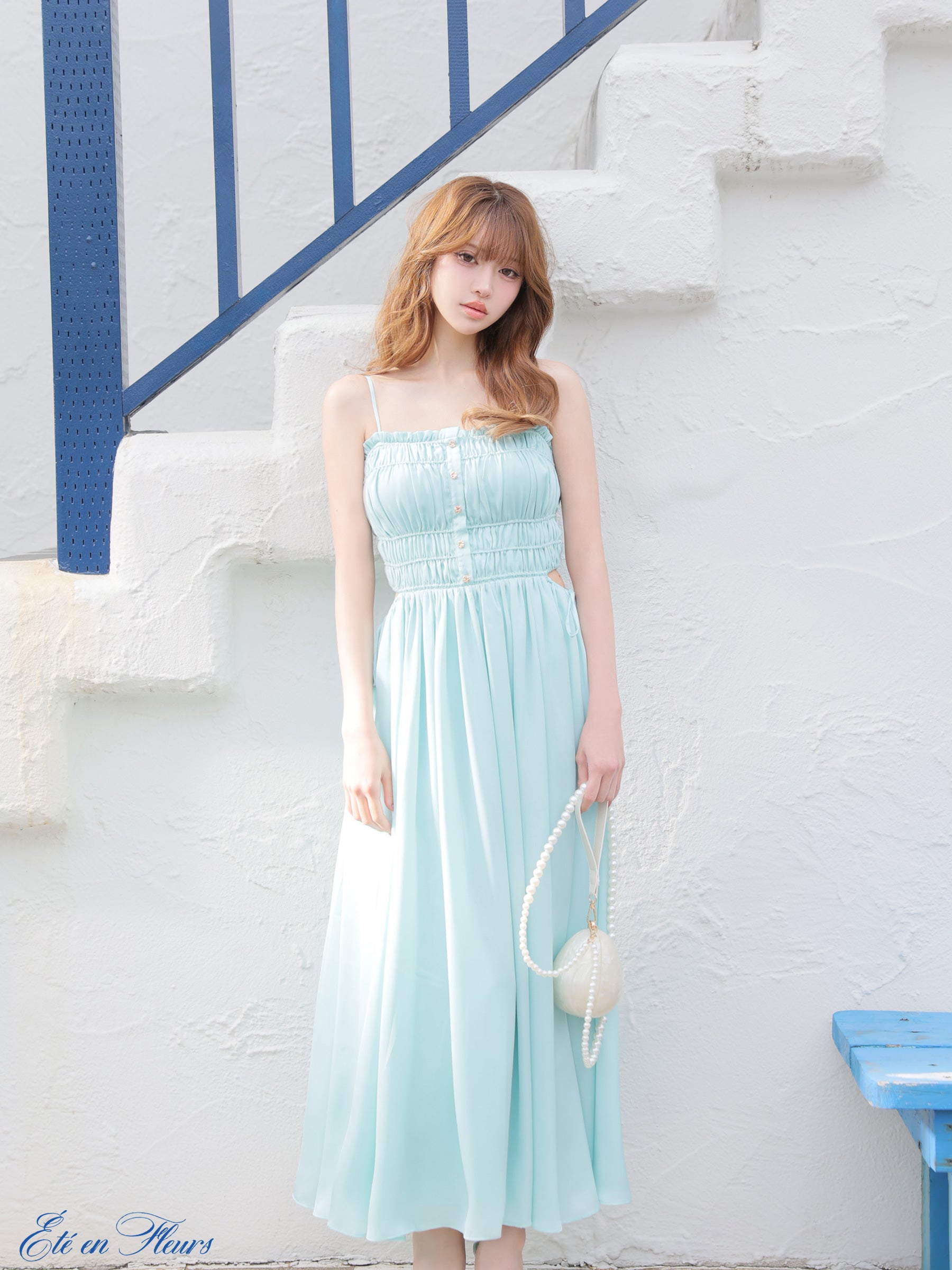 【XS〜Lサイズあり】Satin gathered cami long dress(VC4685)