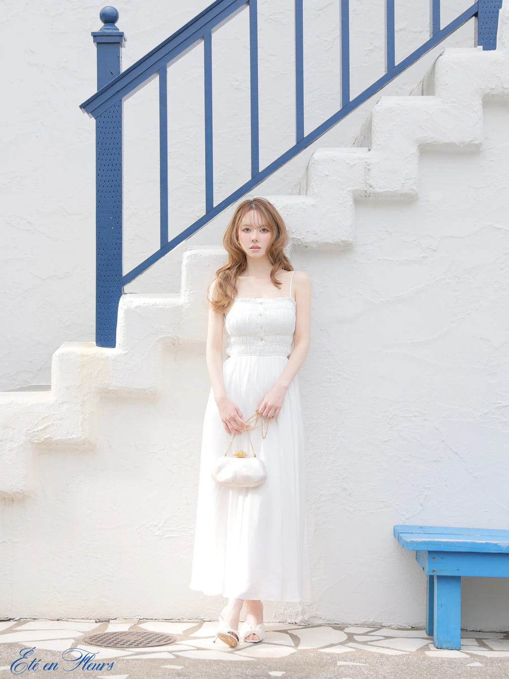 Satin gathered cami long dress(VC4685)