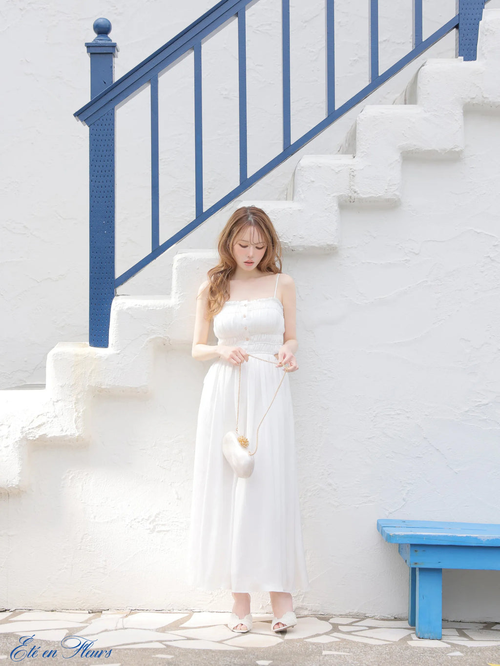 Satin gathered cami long dress(VC4685)