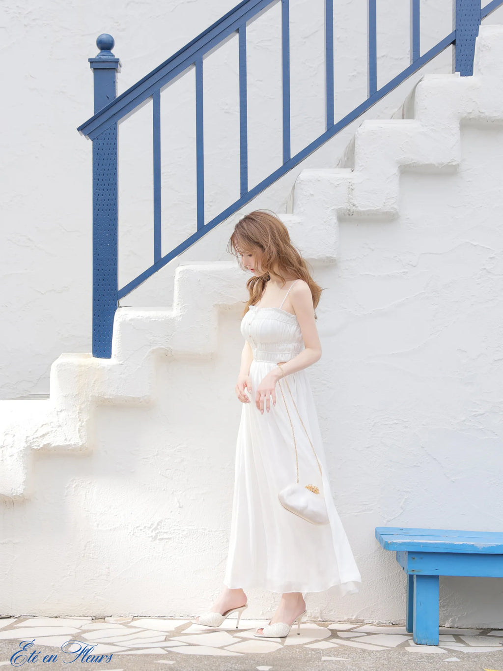 Satin gathered cami long dress(VC4685)