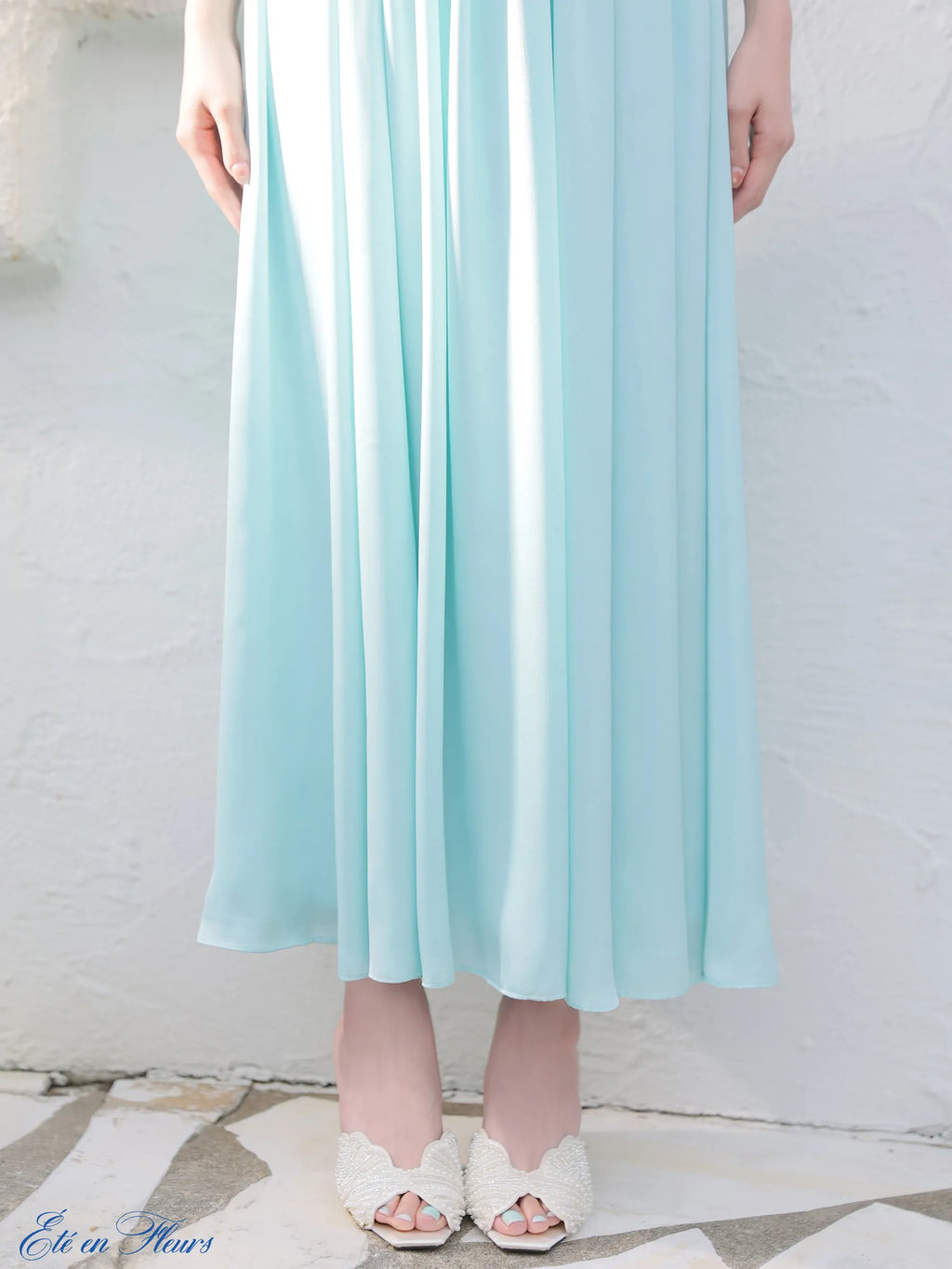 Satin gathered cami long dress(VC4685)