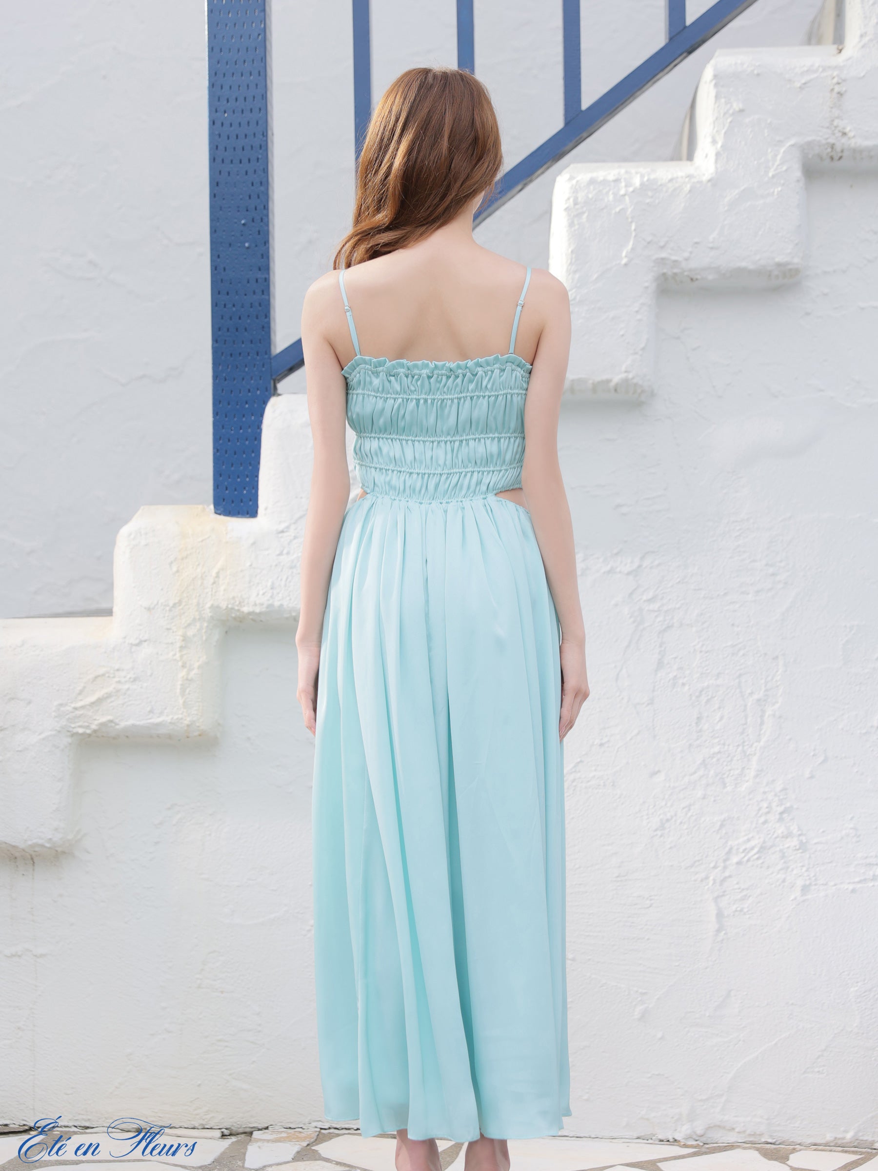 【XS〜Lサイズあり】Satin gathered cami long dress(VC4685)