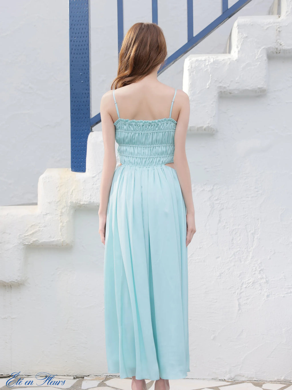 Satin gathered cami long dress(VC4685)