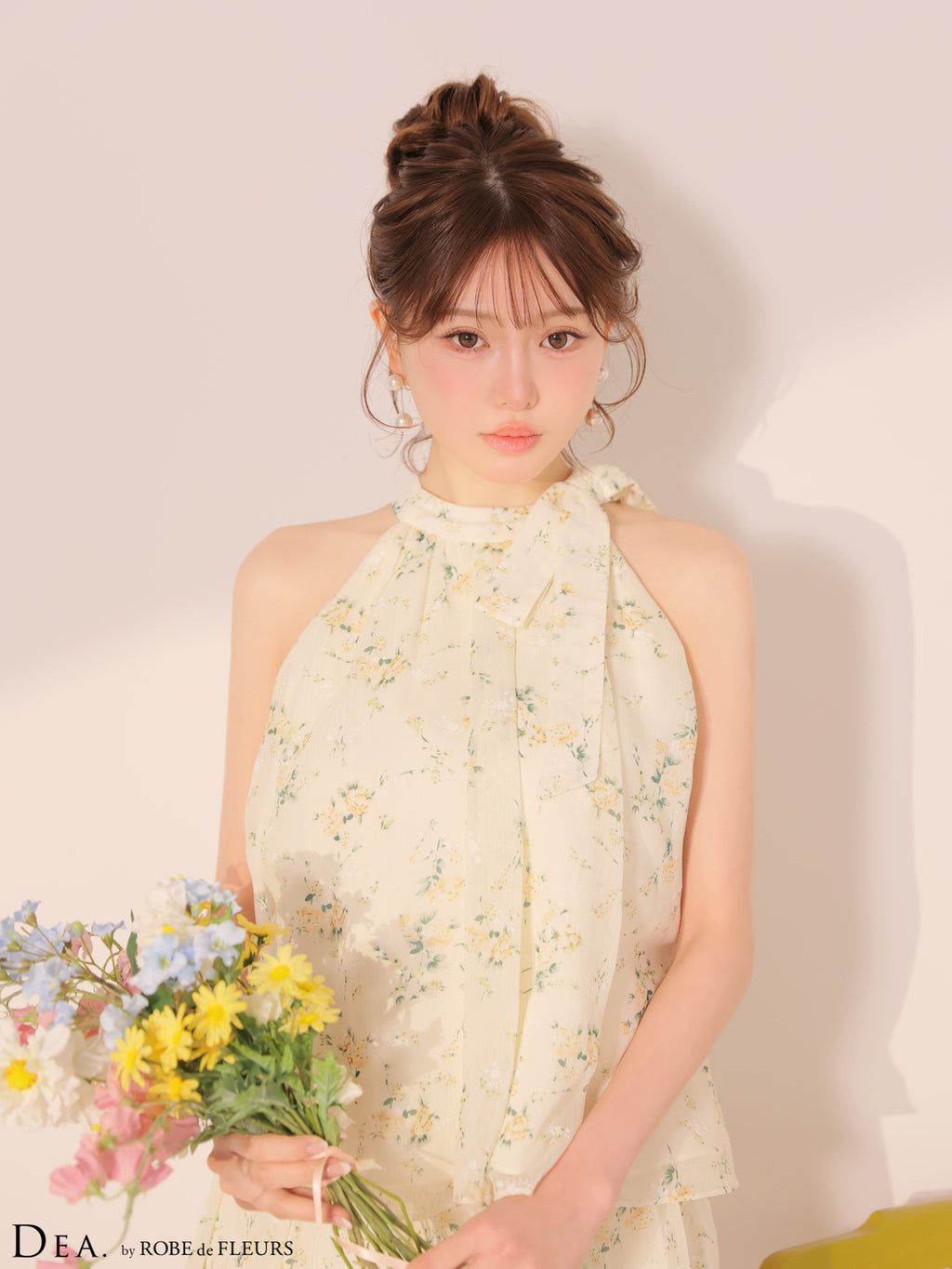 【XS〜Lサイズあり】フラワーシフォンフレアセットアップミニキャバドレス(DE4689)