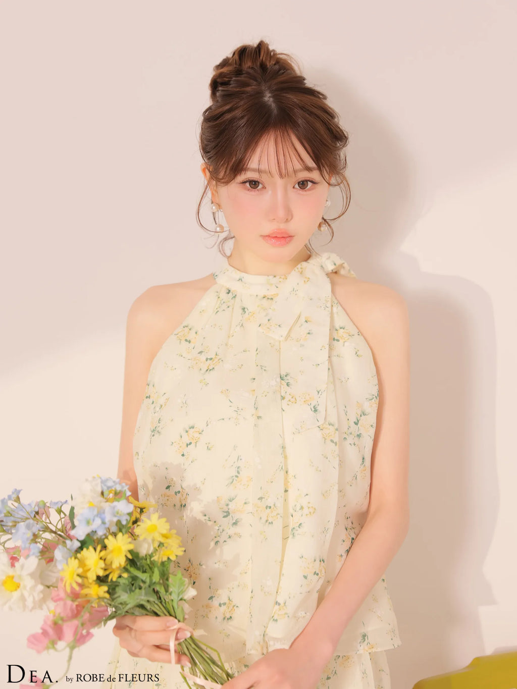 フラワーシフォンフレアセットアップミニキャバドレス(DE4689)