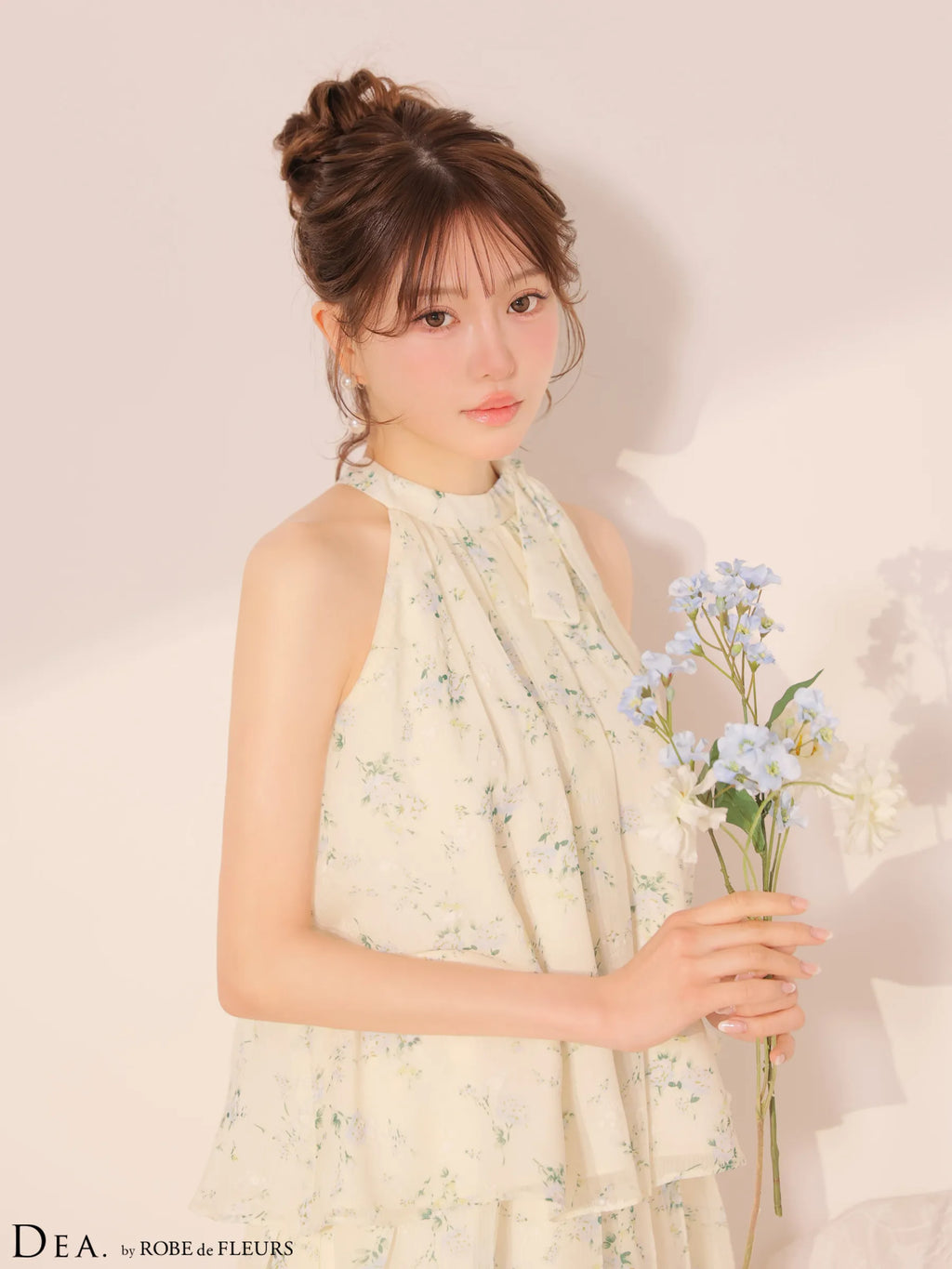 フラワーシフォンフレアセットアップミニキャバドレス(DE4689)