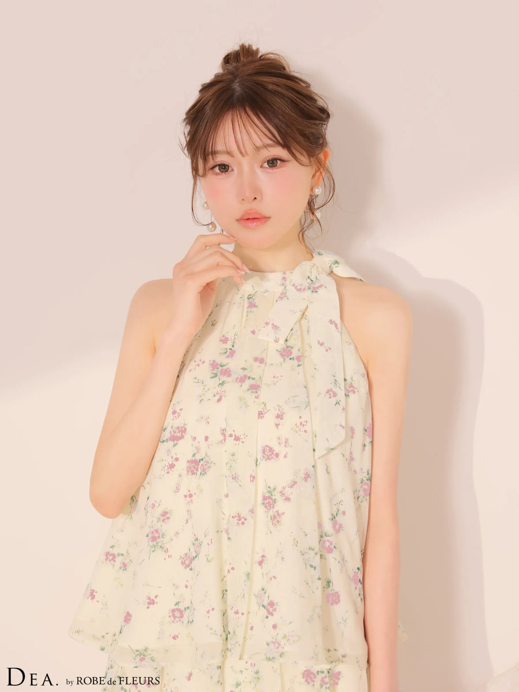 フラワーシフォンフレアセットアップミニキャバドレス(DE4689)