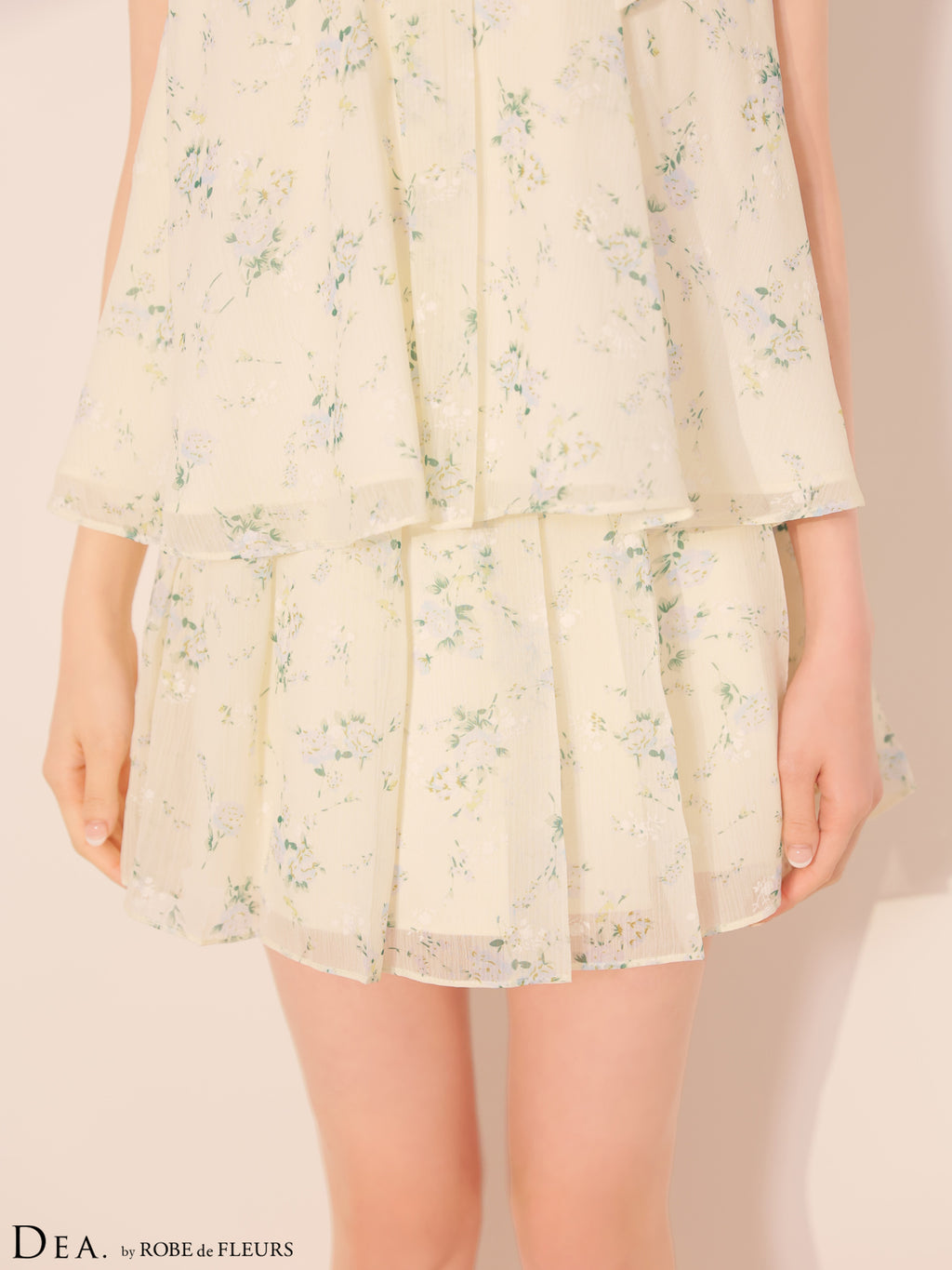 【XS〜Lサイズあり】フラワーシフォンフレアセットアップミニキャバドレス(DE4689)